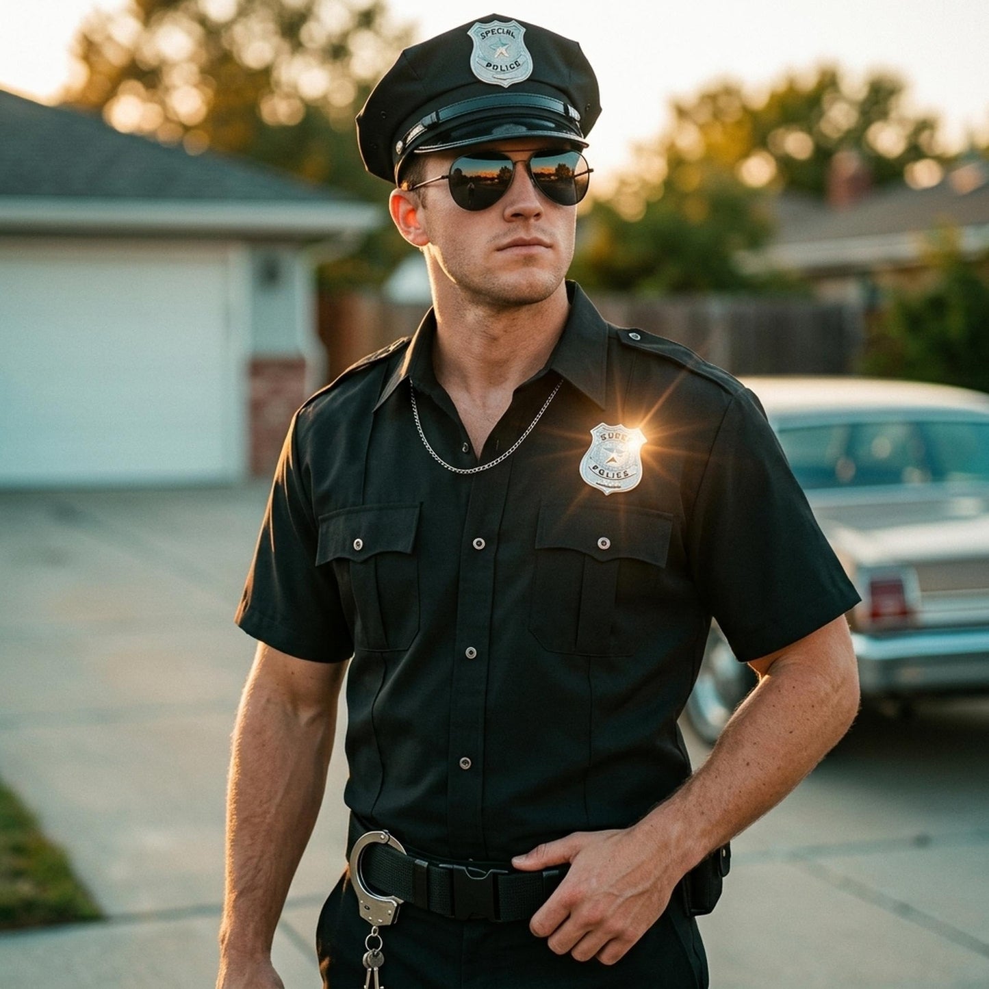 Adult Police Officer Costume Set - Halloween Police Shirt