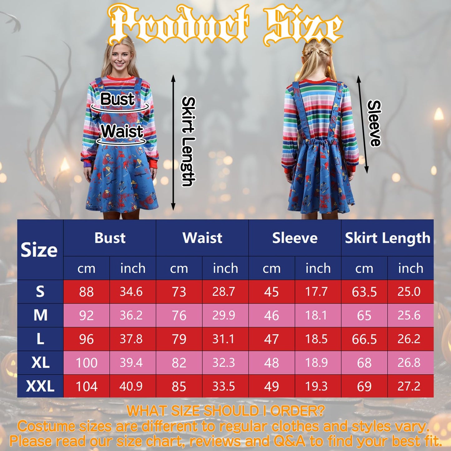 Maryparty Chucky Costume Adults Chucky Fancy Dress for Halloween Party (Style-1, S)