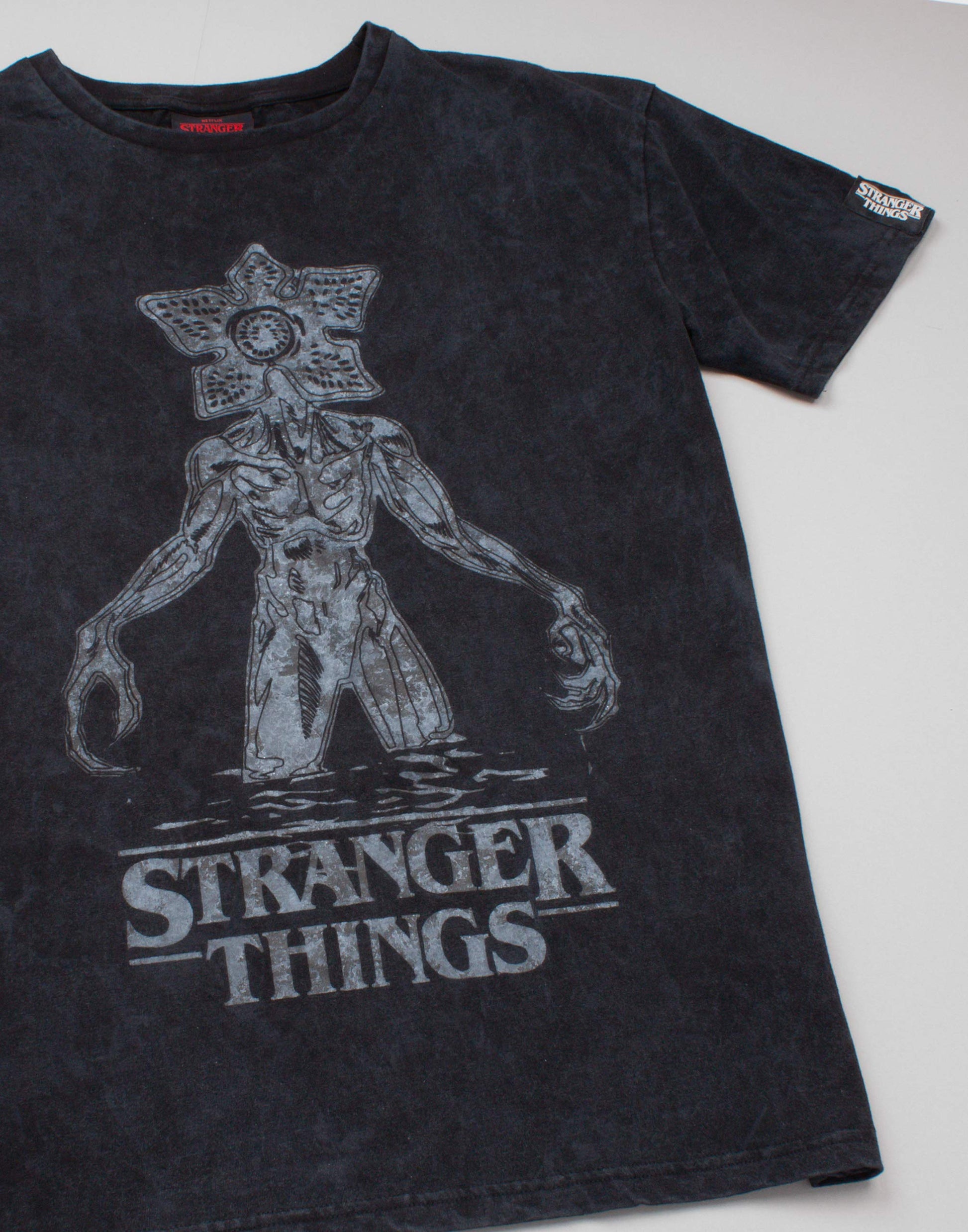 T Shirt for Women - Adults Charcoal Acid Wash Demogorgon Top (image 3)