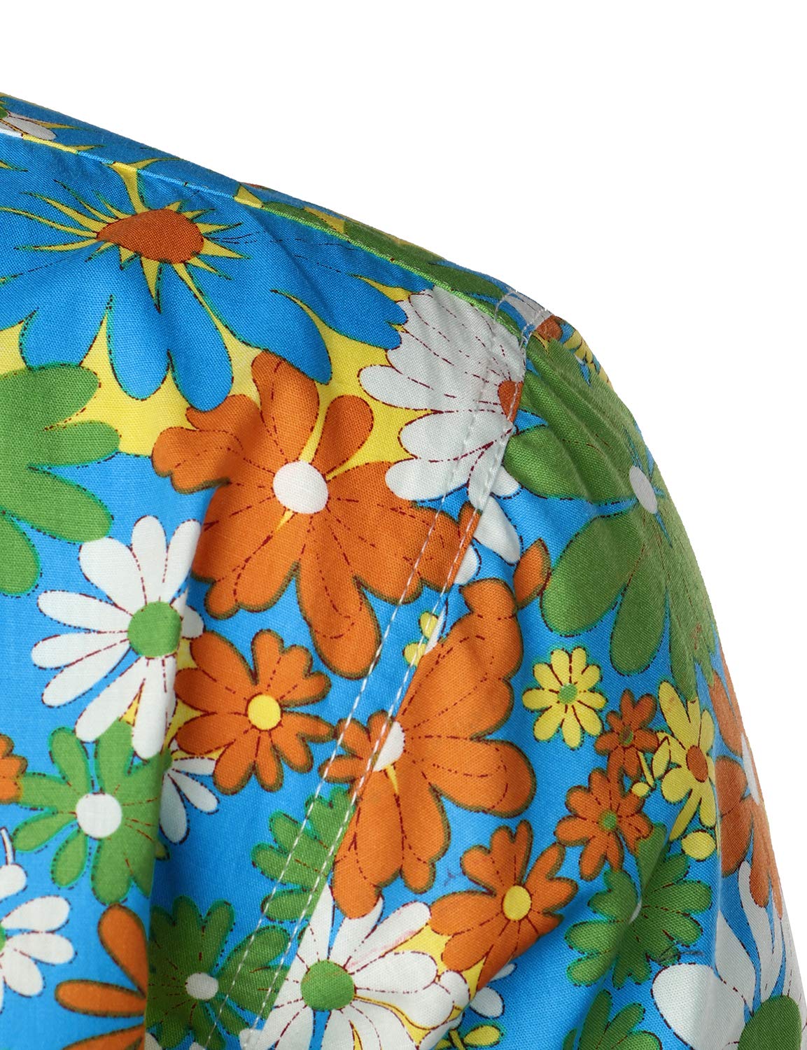 JOGAL Mens Regular fit Floral Dress Shirt Long Sleeve Printed Casual Button Down Shirts Yellow Daisy X-Large