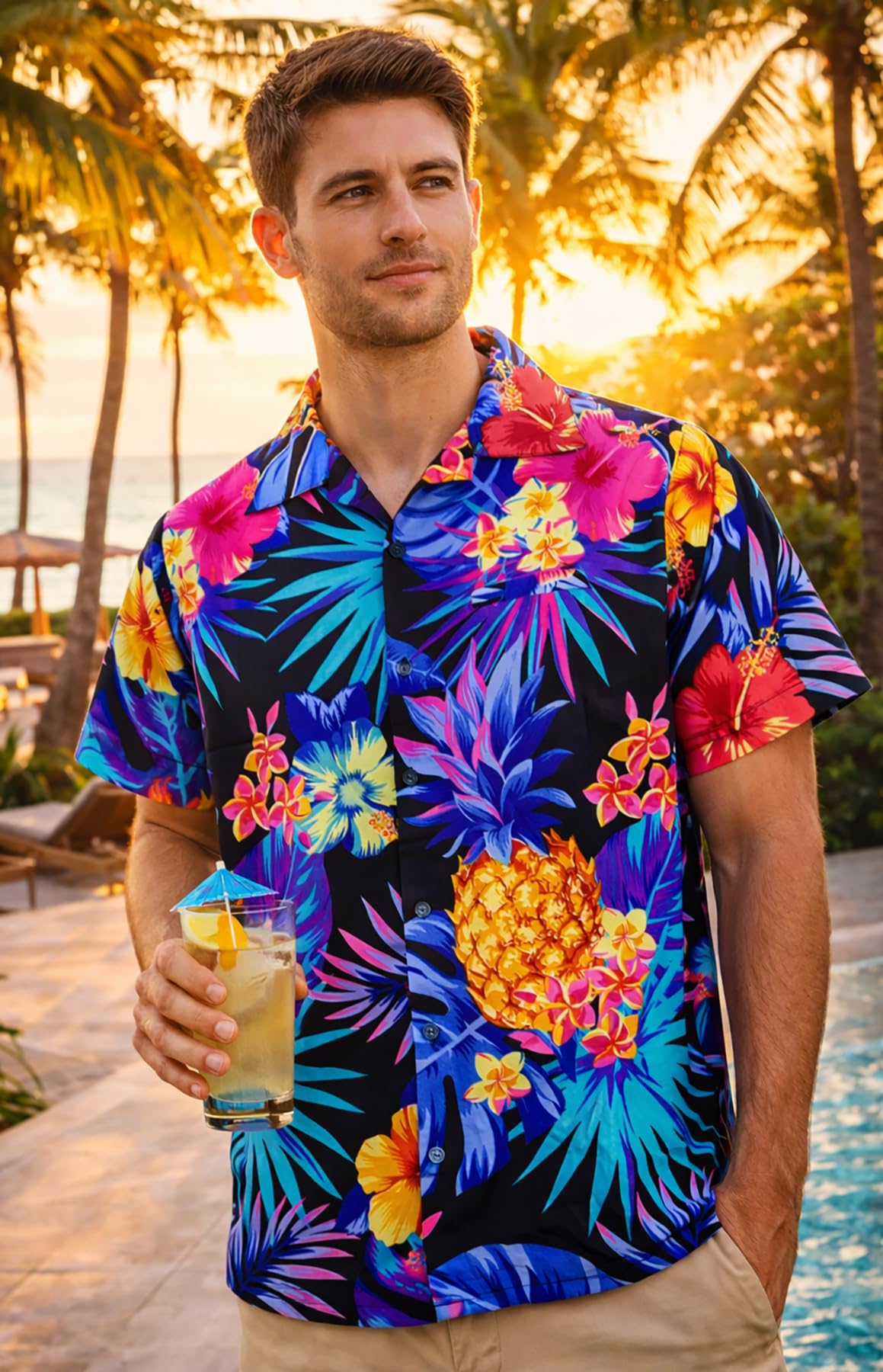 Hawaiian Shirts for Men - Hawaiian Shirt with Pineapple Print