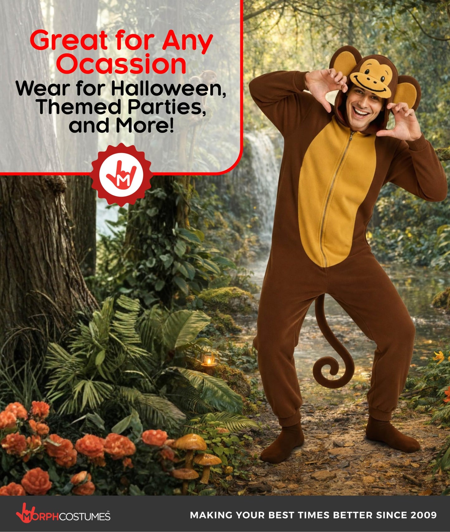 Monkey Costume Adult - Monkey Jumpsuit Adults - Animal Jumpsuit