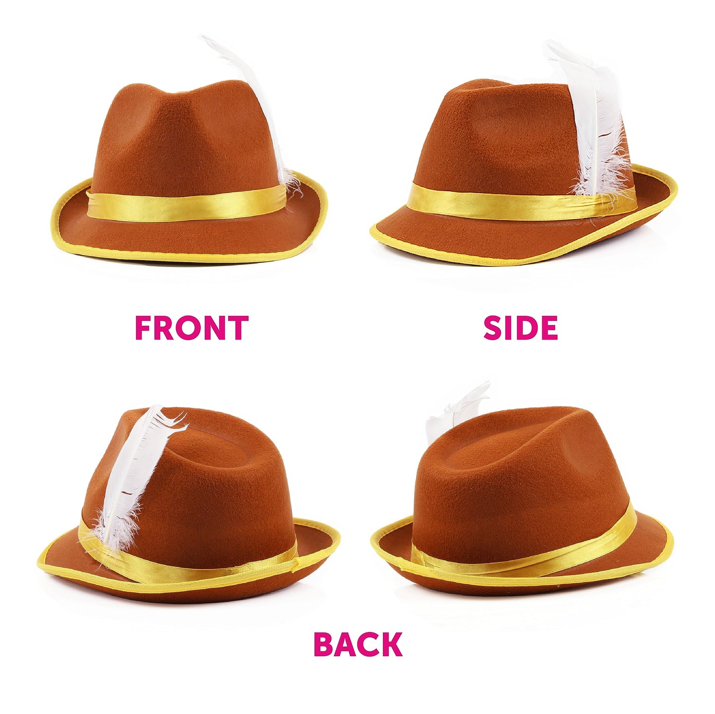 Ladies Bavarian Accessory Set - Pack of 1 - Brown Bavarian Hat and Blonde Plait Wig with Blue Ribbons - Adults Oktoberfest Fancy Dress Costume Accessory Set