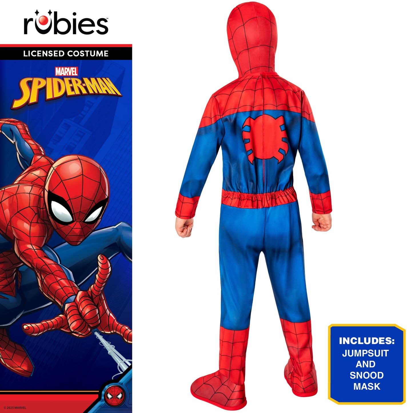 Rubies Official Marvel Spider-Man Flat Chest Classic Child Costume, Kids Superhero Fancy Dress, Age 5-6 Years Halloween