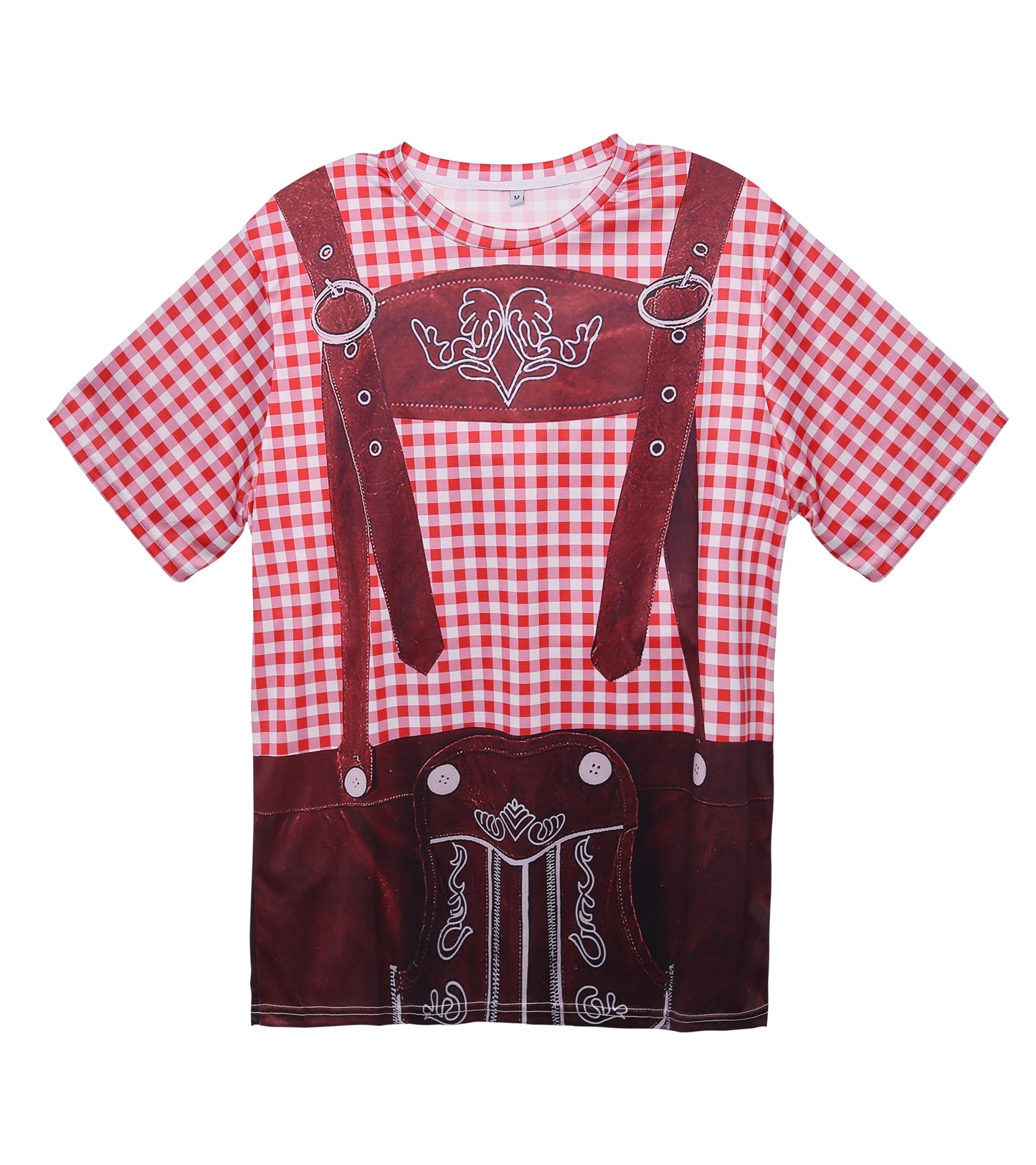 LIKPOJA Men's Bavarian Oktoberfest Costume Shirts German Beer Short Sleeve T-Shirts for Adult(Red A,M)