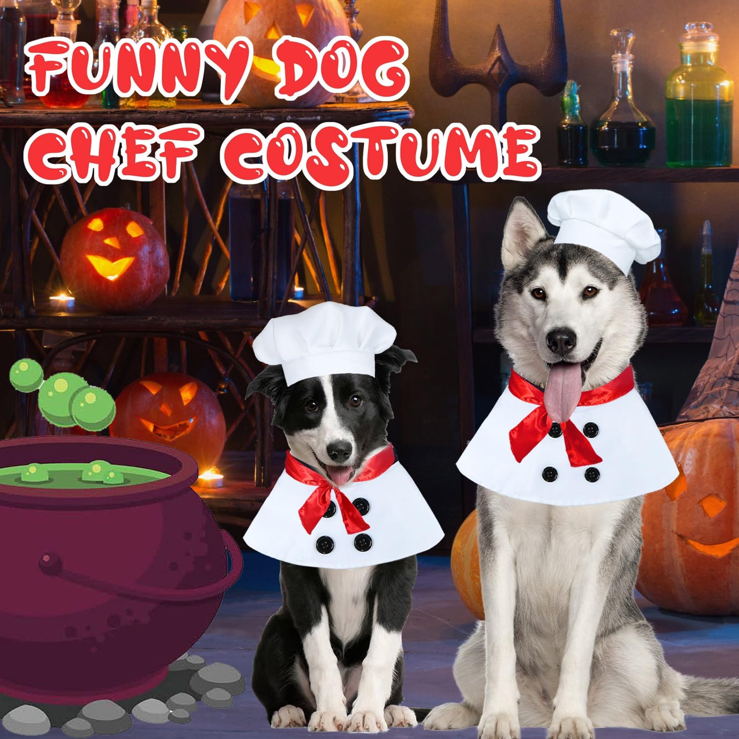 Dog Chef Costume - Red Scarf - Hat & Clothes for - & Dogs