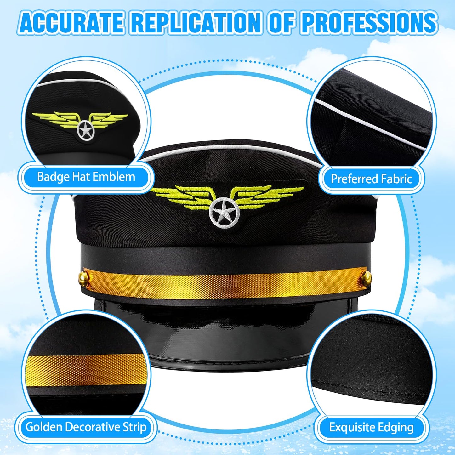 Pilot Fancy Dress Costume for Adults - Captain Outfit with Shirt