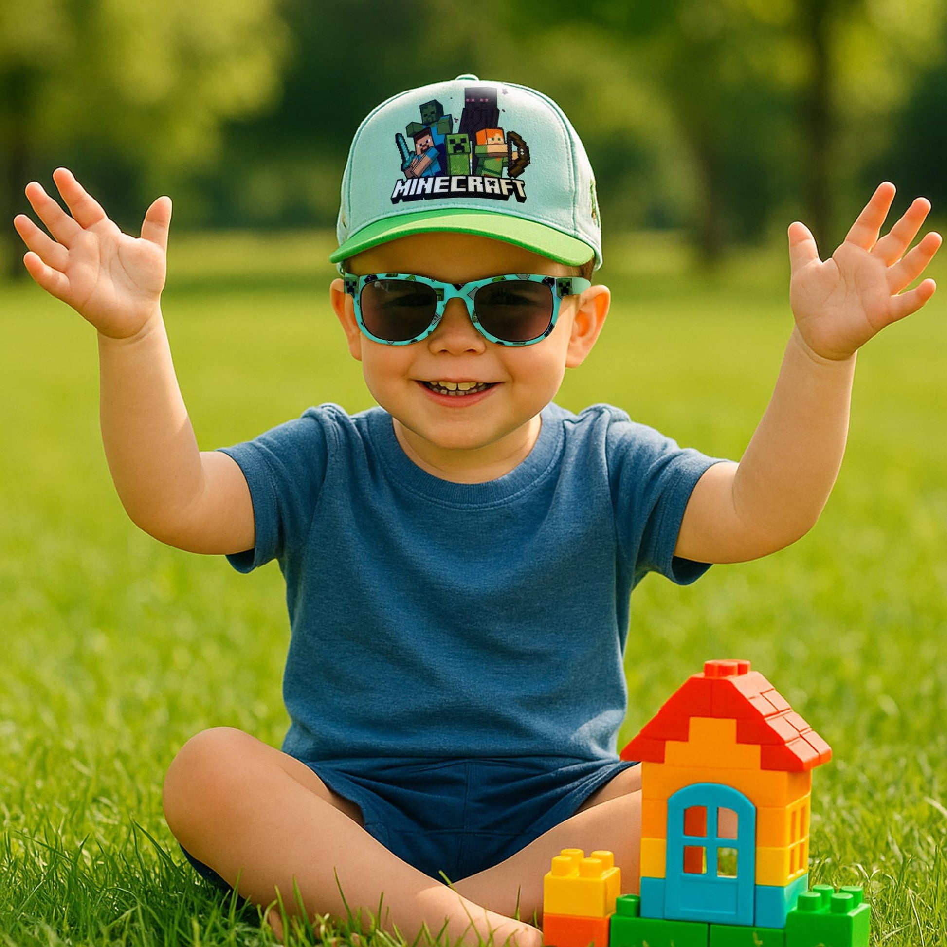 Minecraft Cap and Free Sunglasses Set - Light Blue and Green - Kids (image 9)