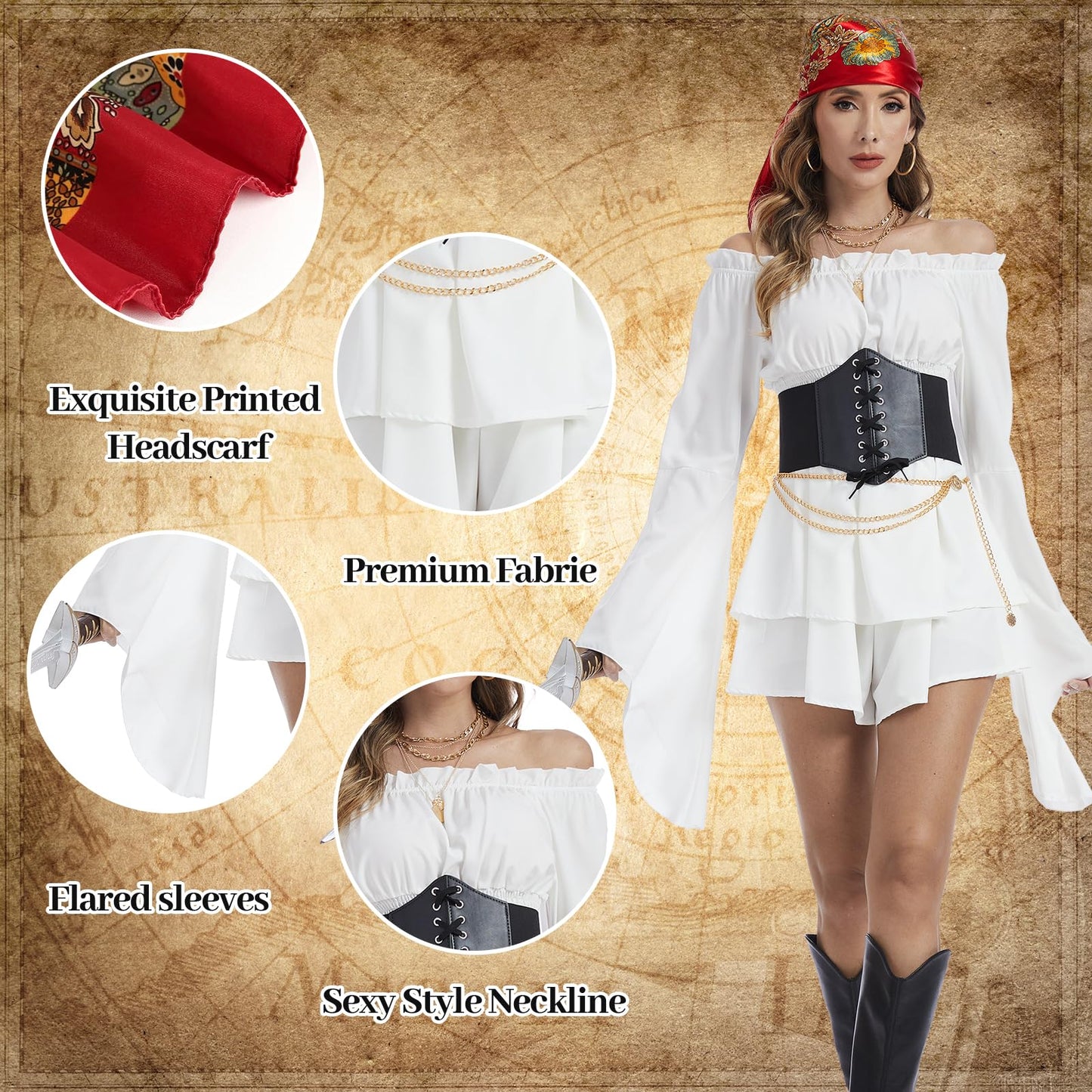Pirate Costume Adult Women - Pirate Accessories Women Dress Outfit (image 5)