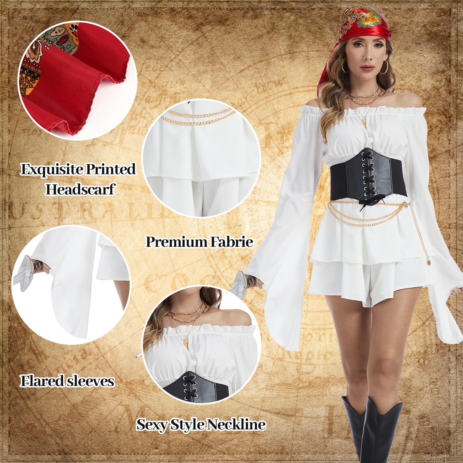 Pirate Costume Adult Women - Pirate Accessories Women Dress Outfit (image 5)
