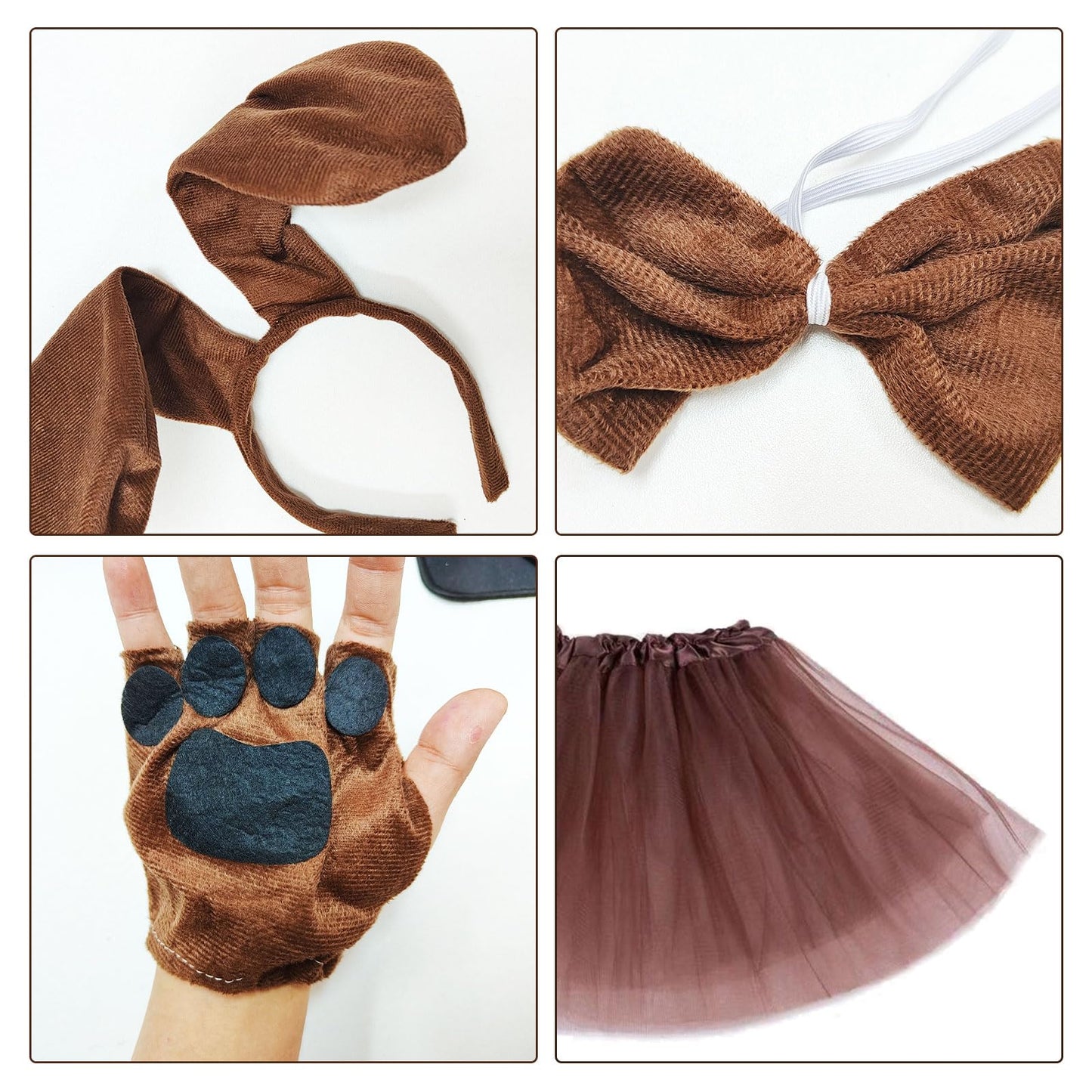 Puppy Dog Costume Set - Include Brown Dog Ears and Tail Nose Gloves