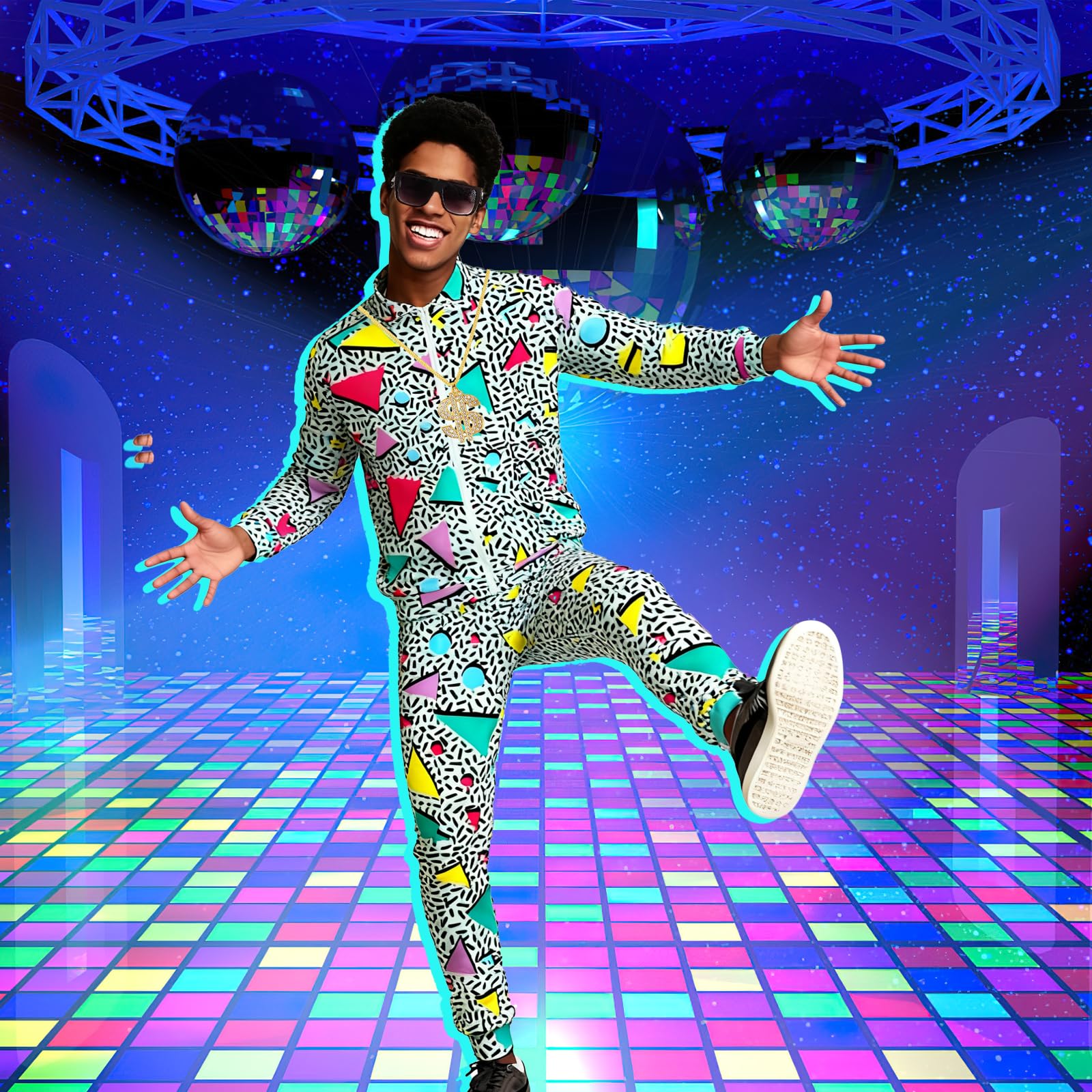 80s 90s Outfit for Men Tracksuit Costume - Hip Hop Hat Fanny Pack (image 5)