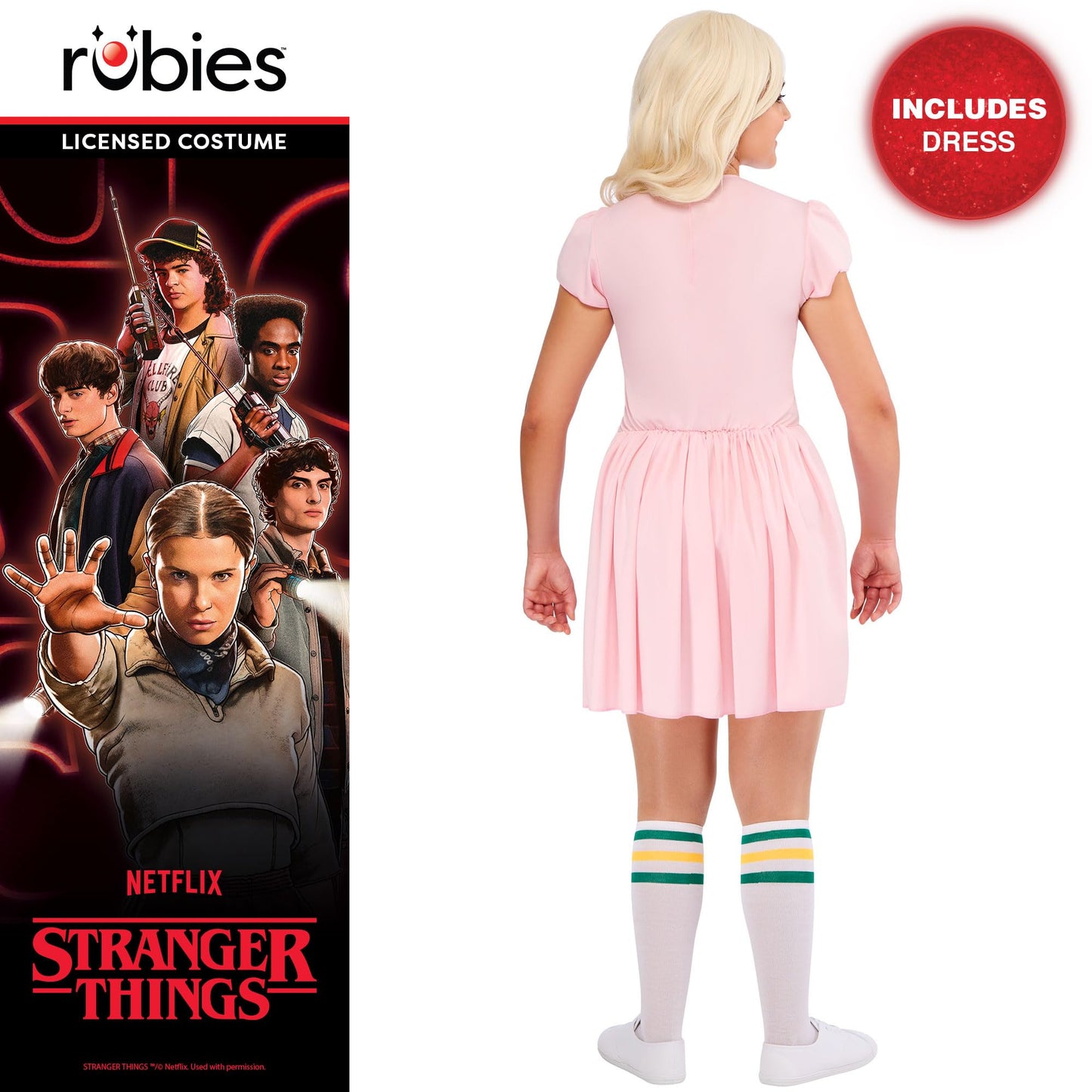 Official Stranger Things Eleven Dress - Adult Fancy Dress (image 2)