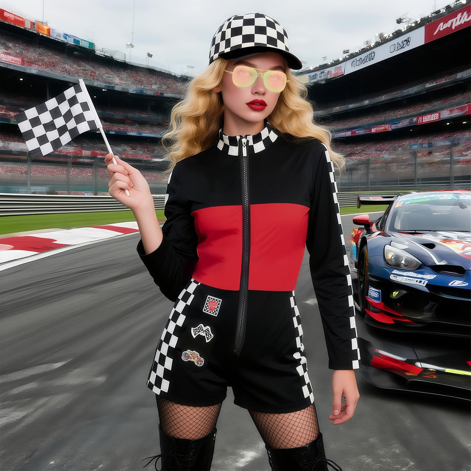 Race Car Driver Costume Women Racing Driver Bodysuit Pit Crew (image 5)