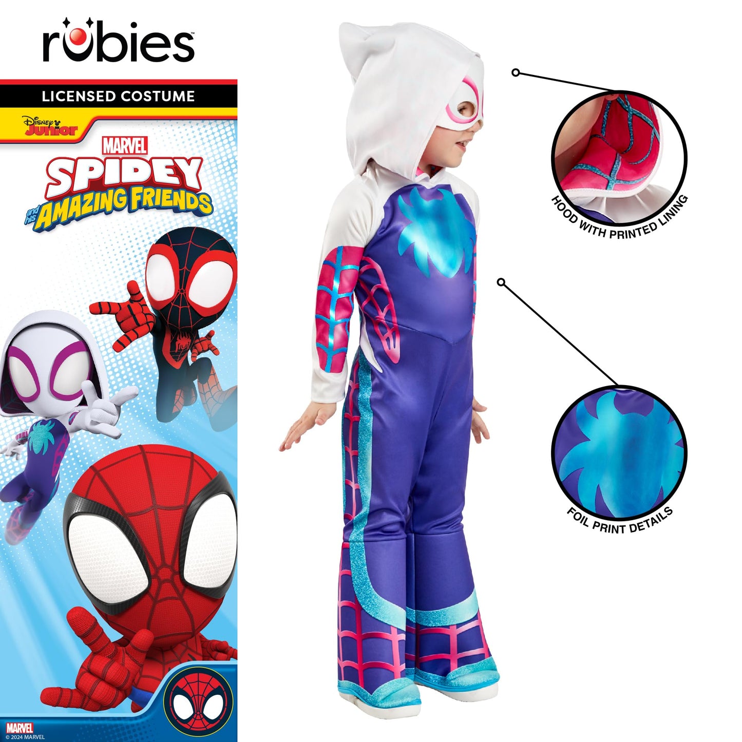 Rubies Official Marvel Spidey and his Amazing Friends Ghost Spider Deluxe Toddler Costume, Age 3-4 Years Halloween Halloween