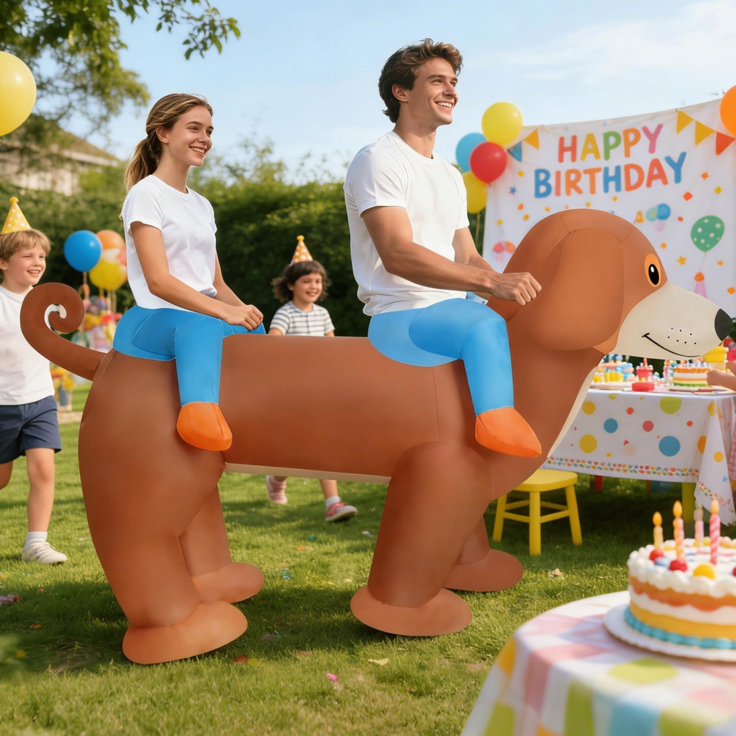 2-Person Inflatable Dachshund Ride-On Costume - Tandem Inflatable