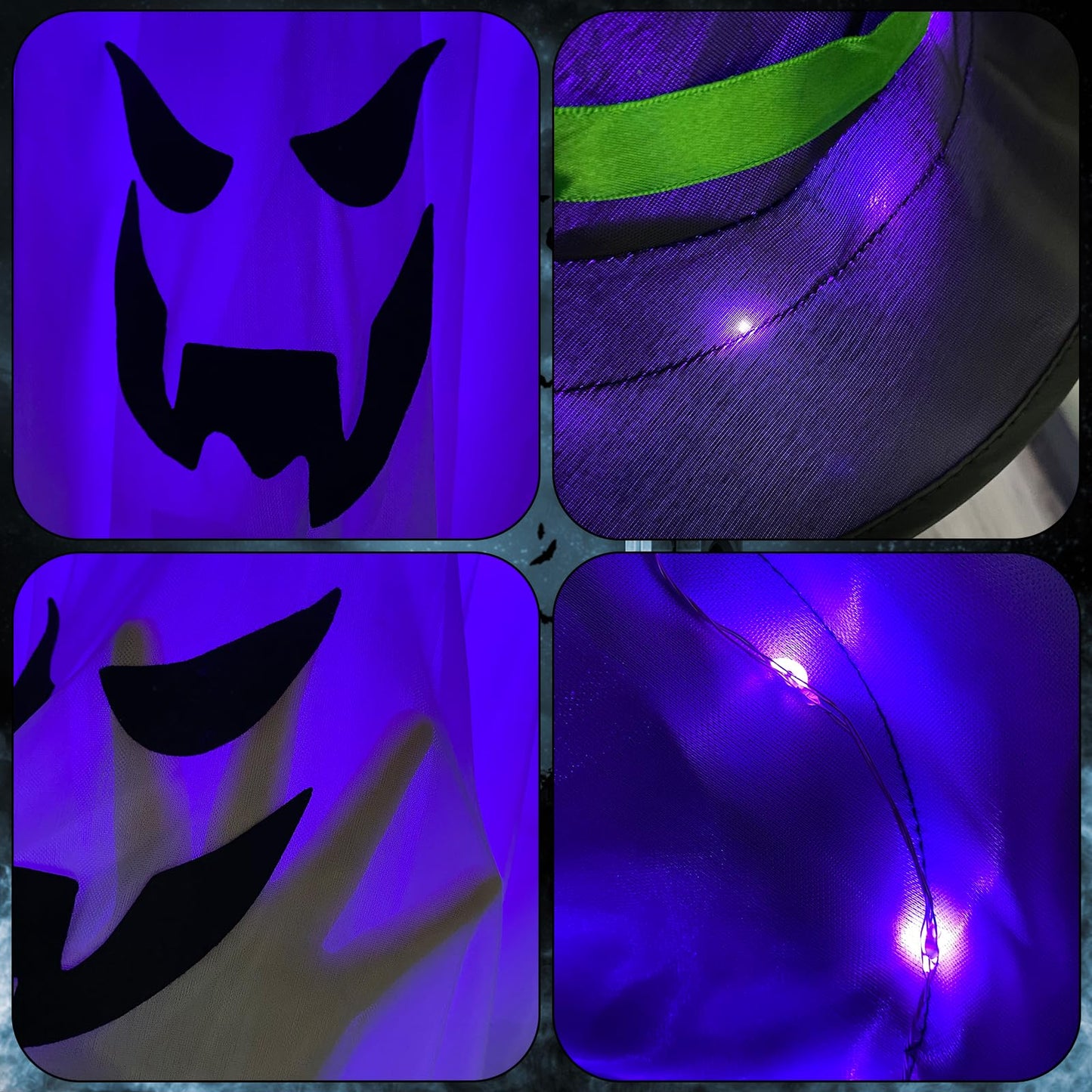Jsdoin Halloween Decorations Hanging Ghost Lighted Flying Ghost Grim Reaper Skull Chains Glowing Ghost White Ghost Wizard Hat for Garden Yard Halloween Party Tree Door Lawn Party Supplies