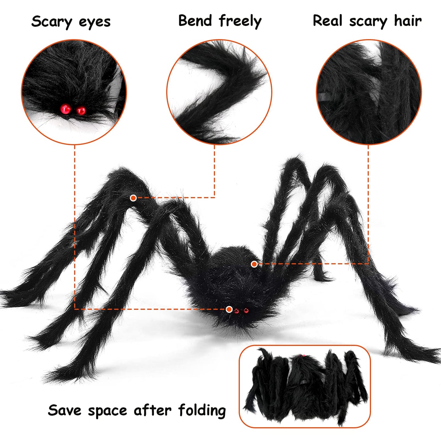 Newthinking Outdoor Halloween Decorations, Giant Plush Spider and Large Web for Halloween Outdoor House Decoration