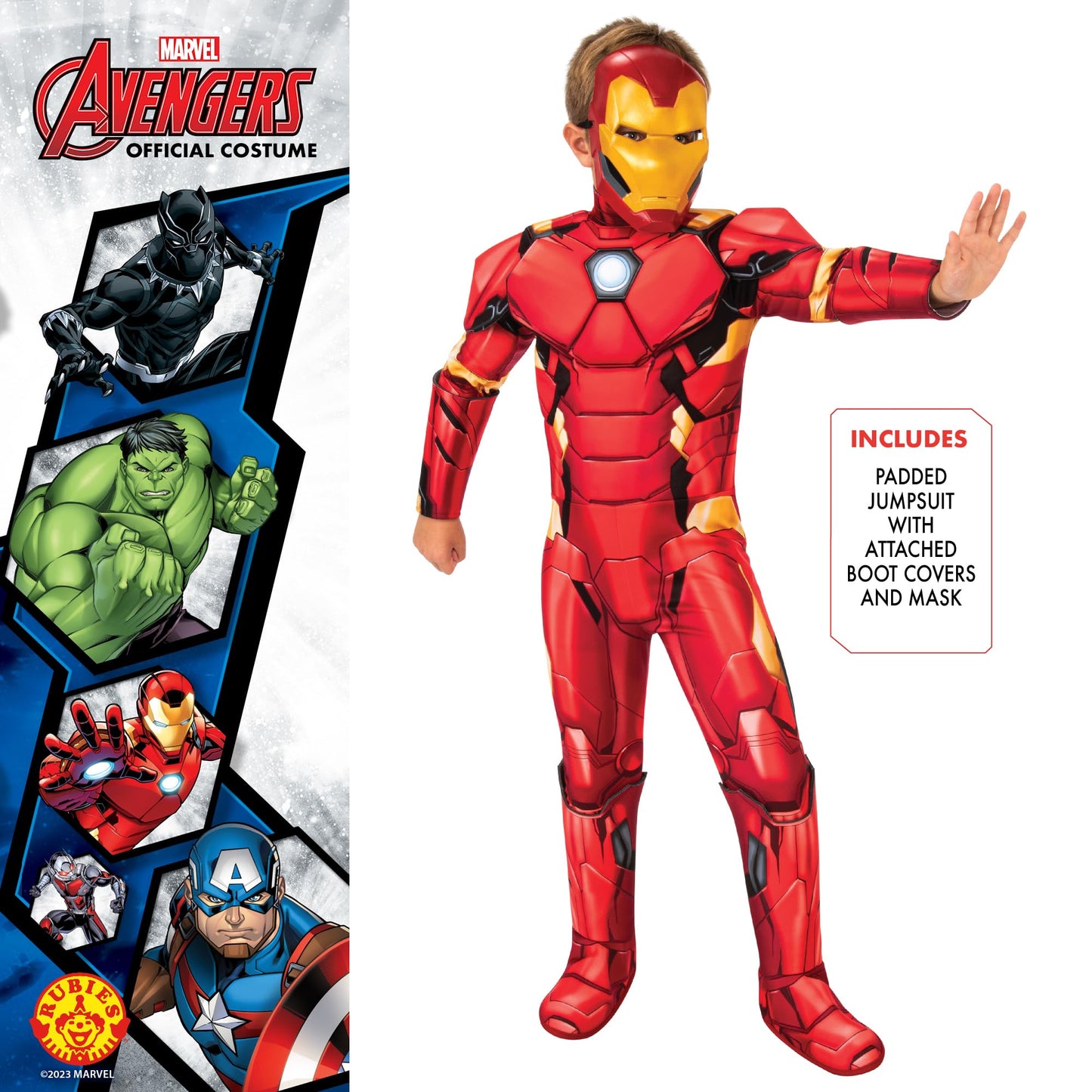 Iron Man Deluxe Kids Fancy Dress - Boys - Multicolour - Years