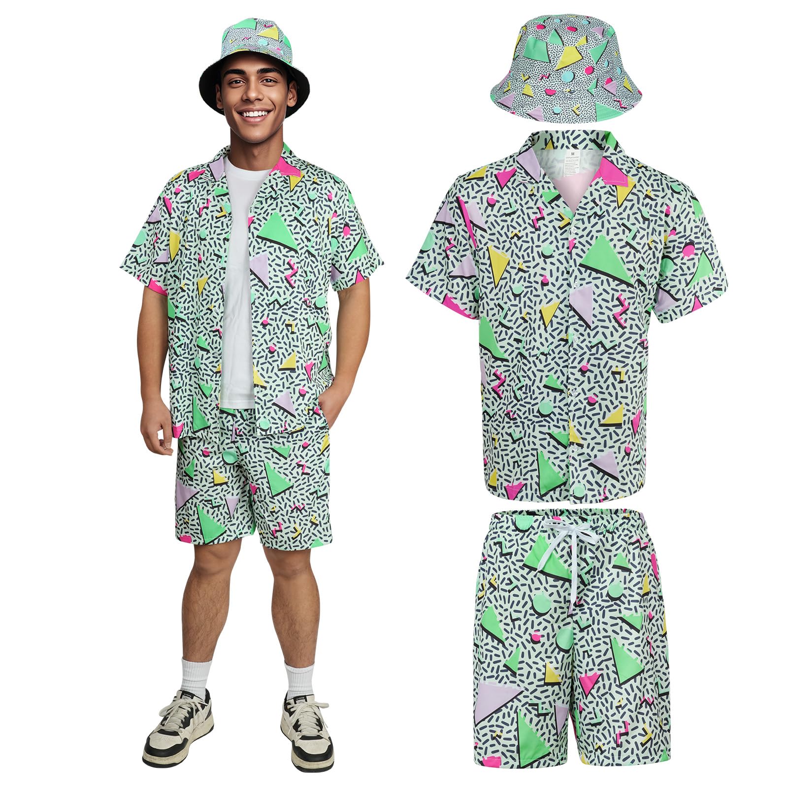 80s 90s Outfit Retro Button Shirts - Hip Hop Costume Outfit Set (image 8)