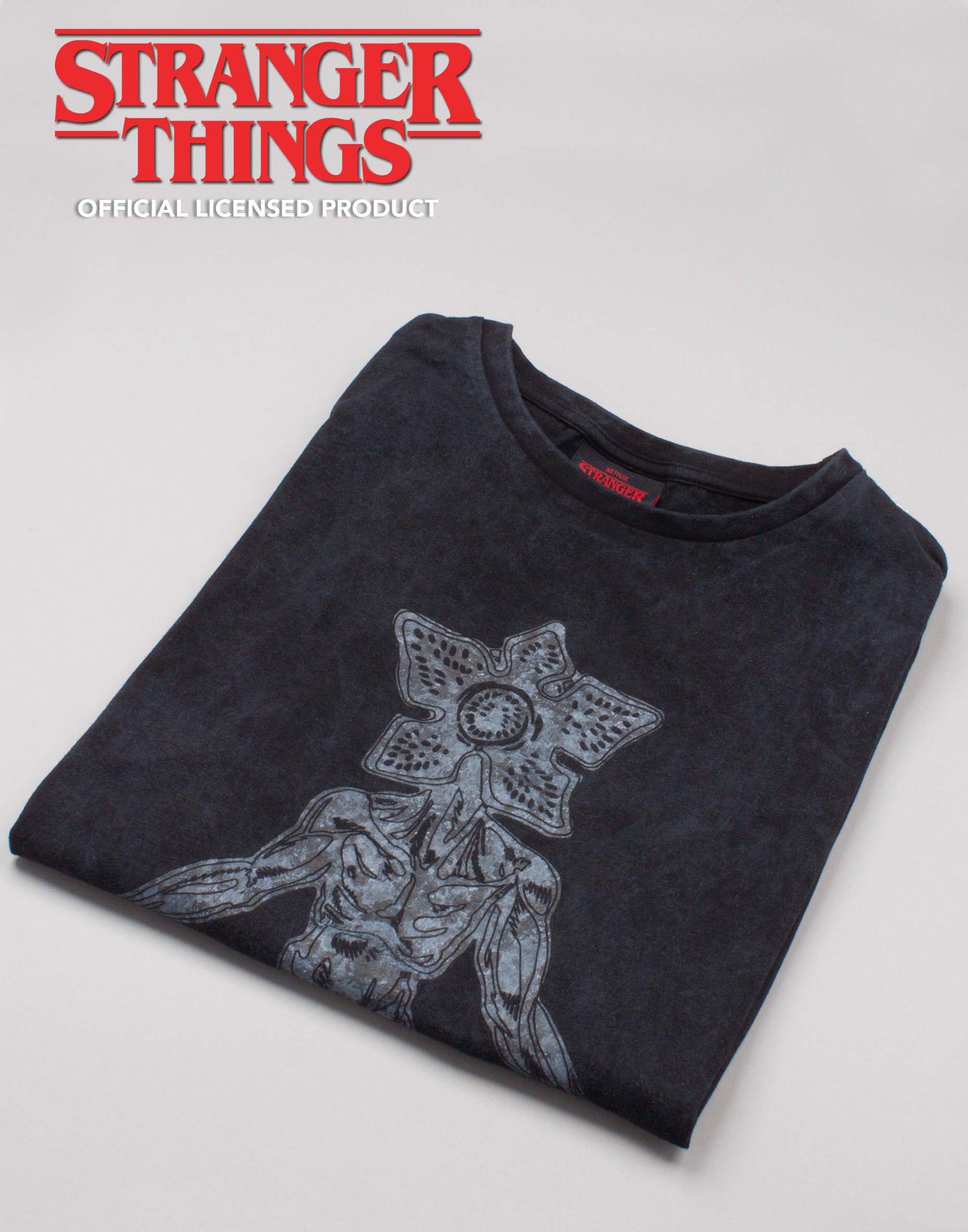 T Shirt for Women - Adults Charcoal Acid Wash Demogorgon Top (image 5)