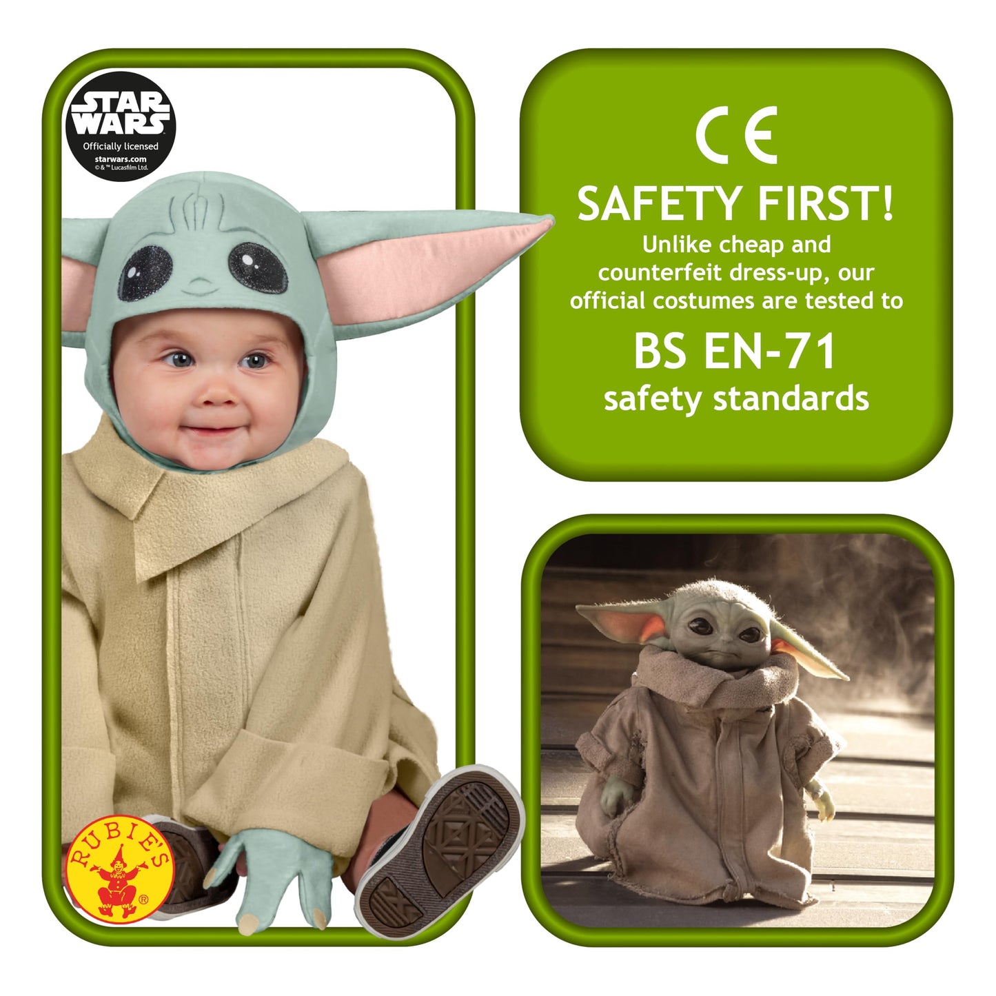 Rubies Official Disney Star Wars The Child Infant Costume, Kids Fancy Dress, Size 1-2 years Halloween