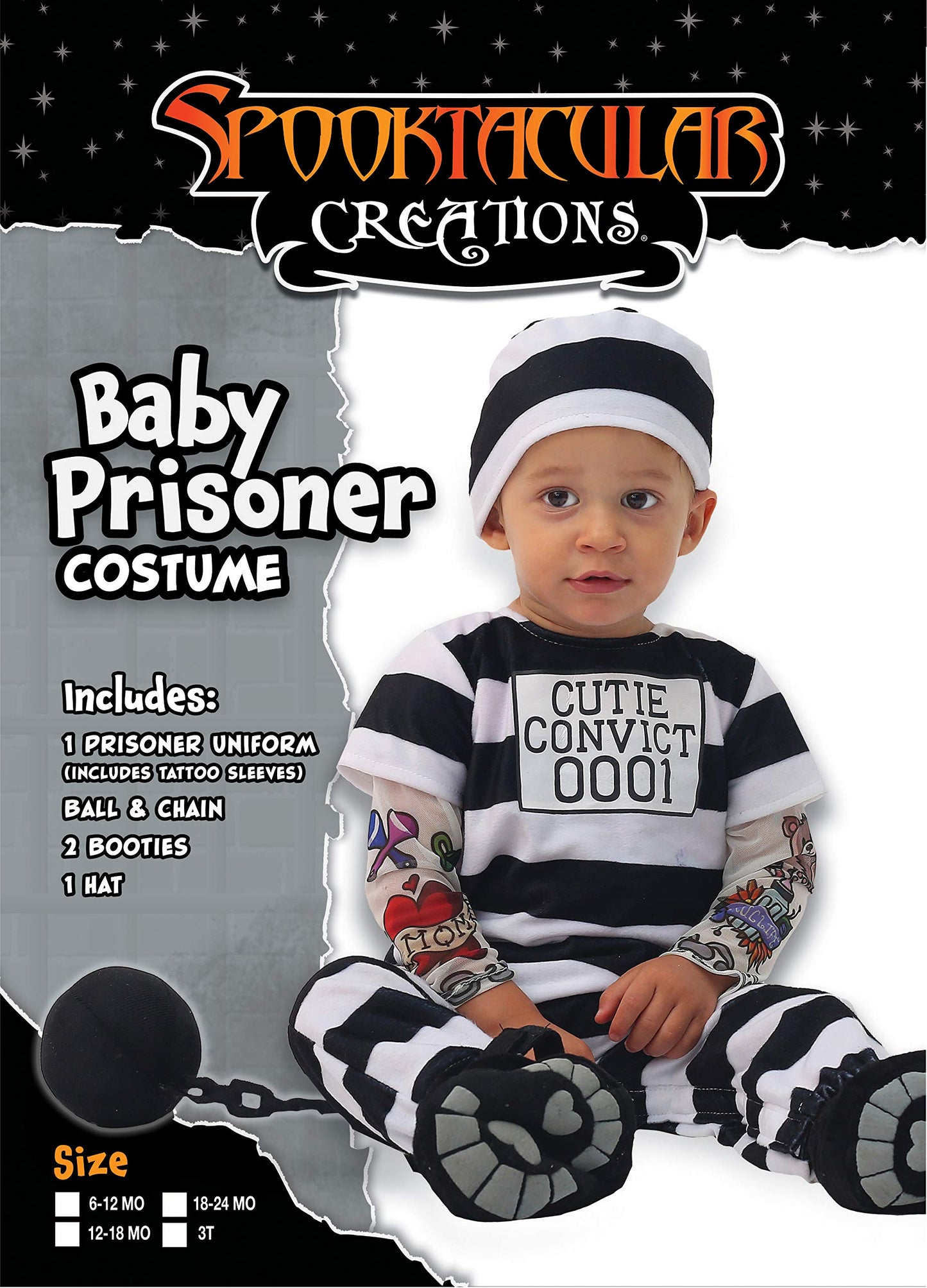 Spooktacular Creations Lovely Baby Prisoner Convict Costume Infant Deluxe Set for Halloween Jail Dress Up Party