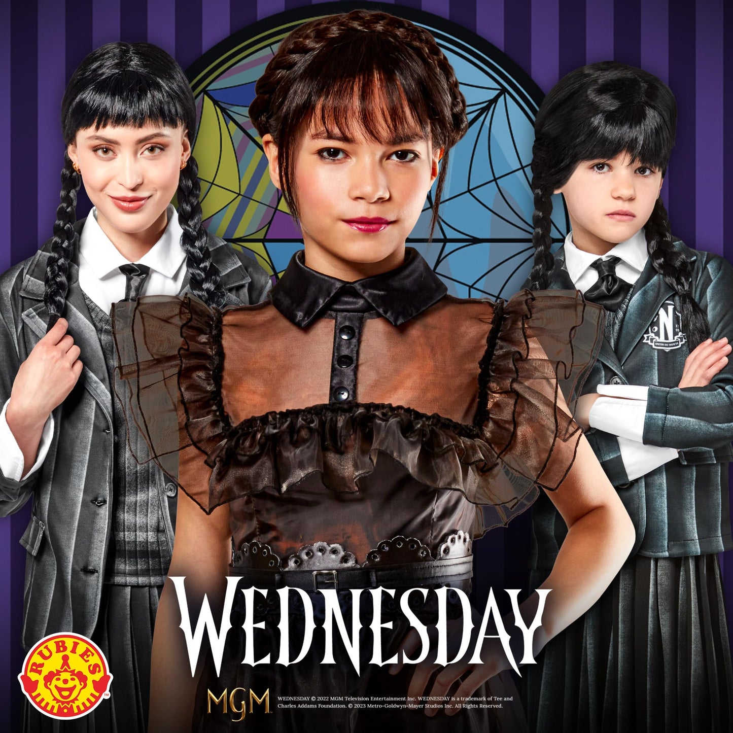 Rubies 1000159S000 Wednesday Costume Nevermore Academy Uniform Womens Addams Adult Fancy Dress, Black, UK 10-12 Halloween