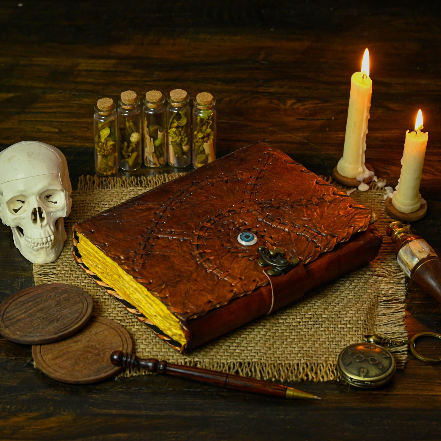 Hocus Pocus Book Of Spells, Spell Books With Real Spells, Prop Halloween Decorations Decor, Book Of Shadows Spell Book, Witchy Gifts For Women Spellbook Writing & Sketchbook (8x6 Hocus Pocus 2, Brown)