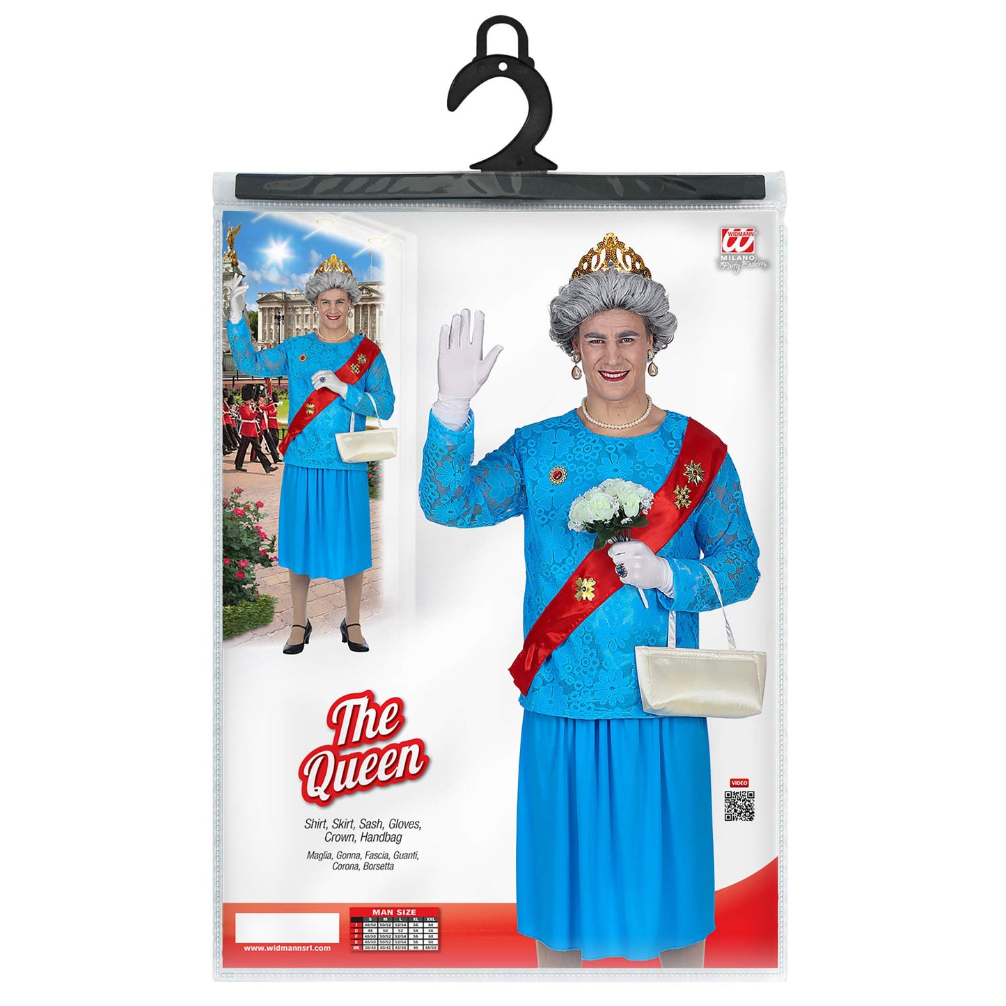W WIDMANN MILANO Party Fashion - Queen Costume for Men, Drag Queen, Theater, Animation, Celebrity, English, Carnival
