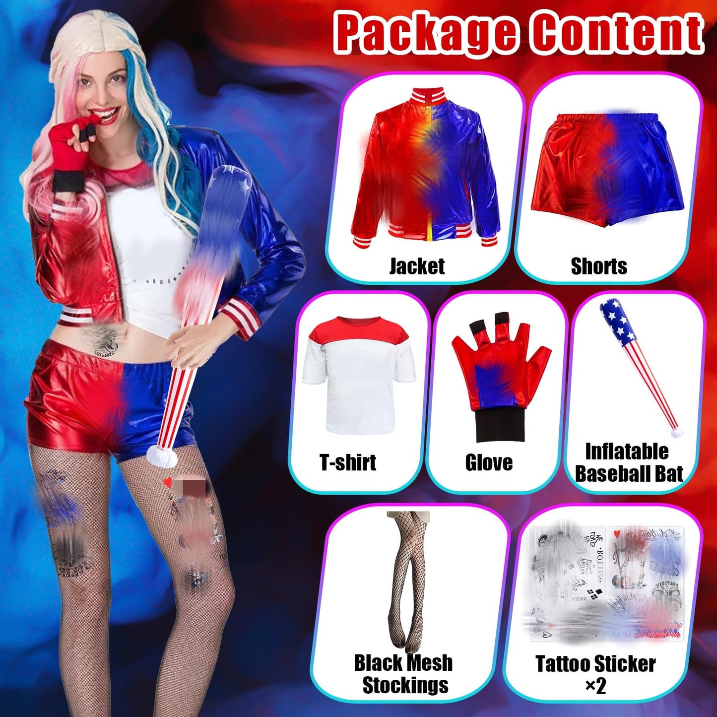 Costumes for Women Halloween- Villain Fancy Dress Harley Costume