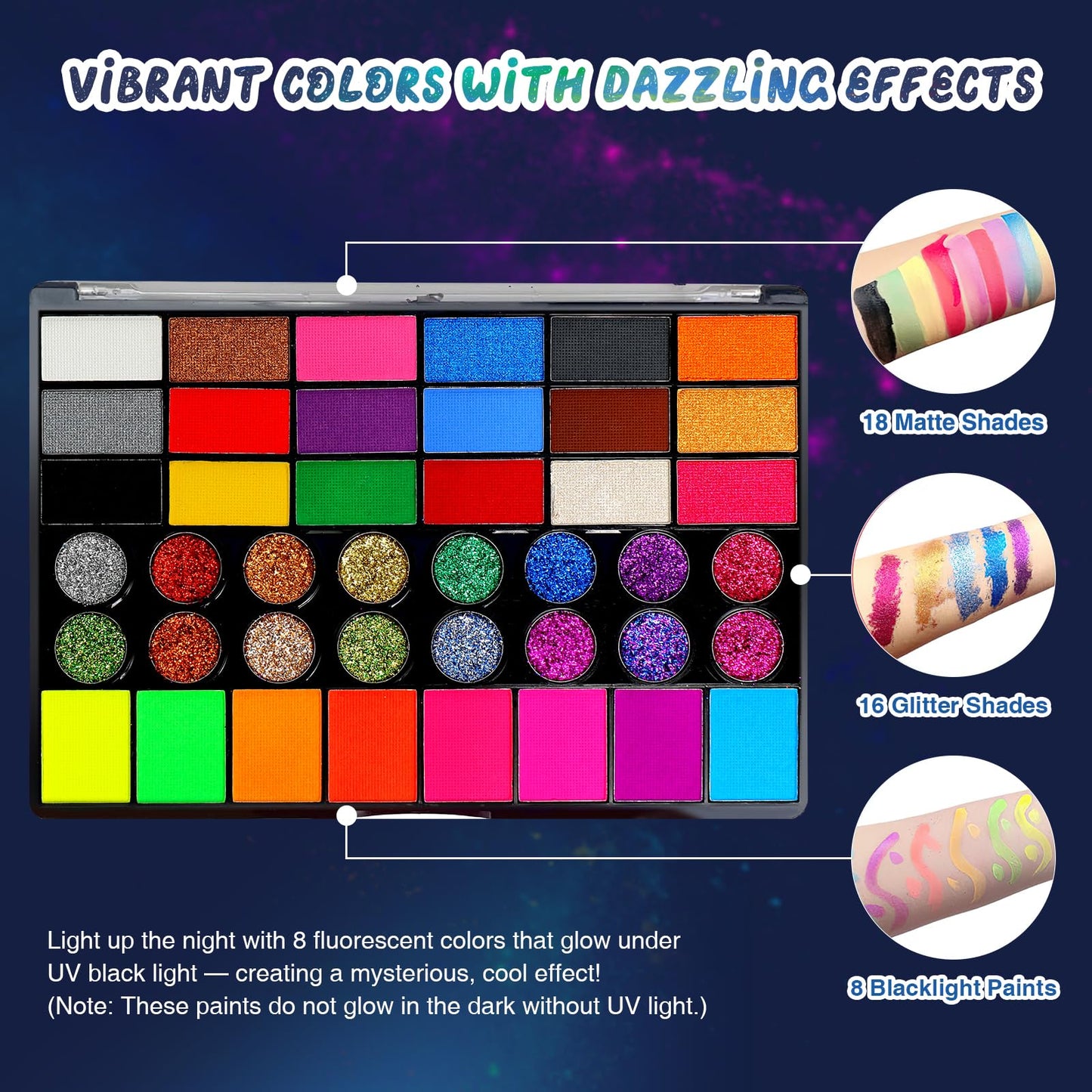 Face Painting Kit for Kids, 42 Colors Professional Face Paint Kit, Body Paint Set with Stencils, Brush, Gems, for Carnival, Halloween, Costume Makeup, Children's Day, Parent-Child Companionship Gifts