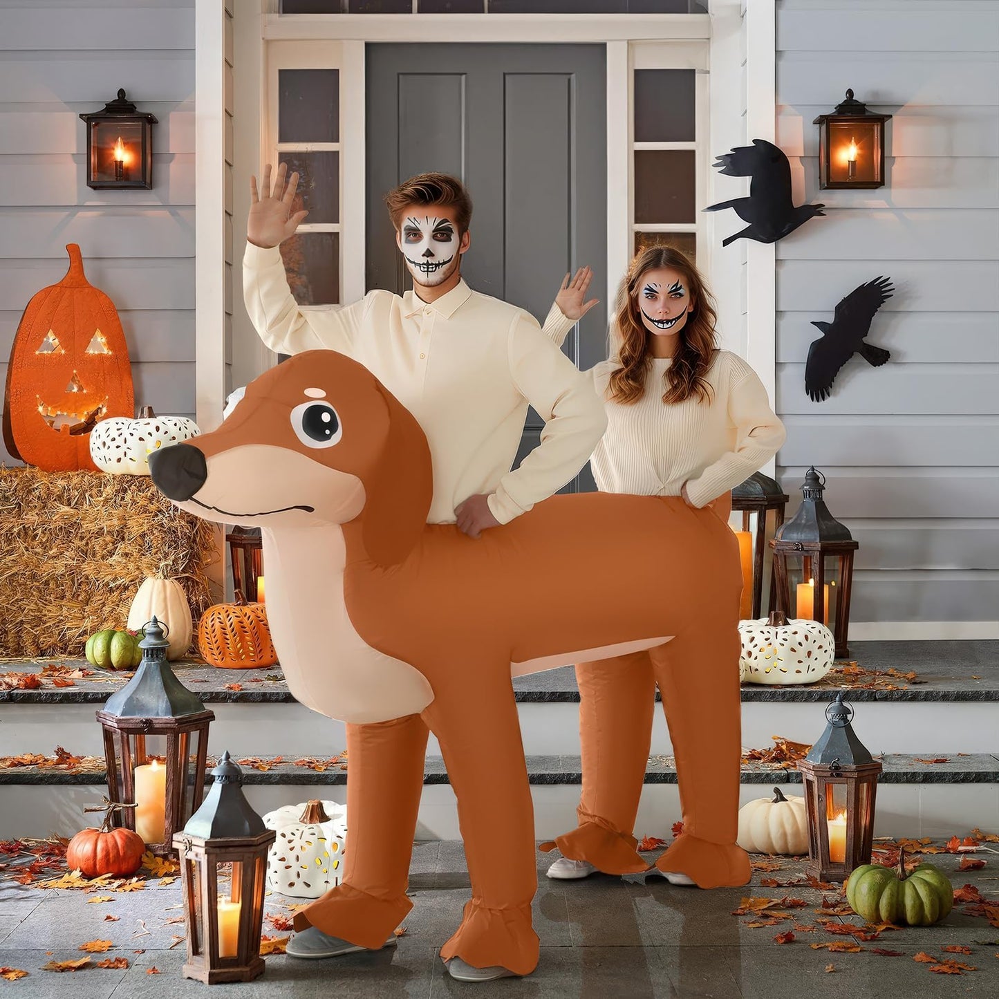 Inflatable Costume Dachshund Double Dog Costume for Adult