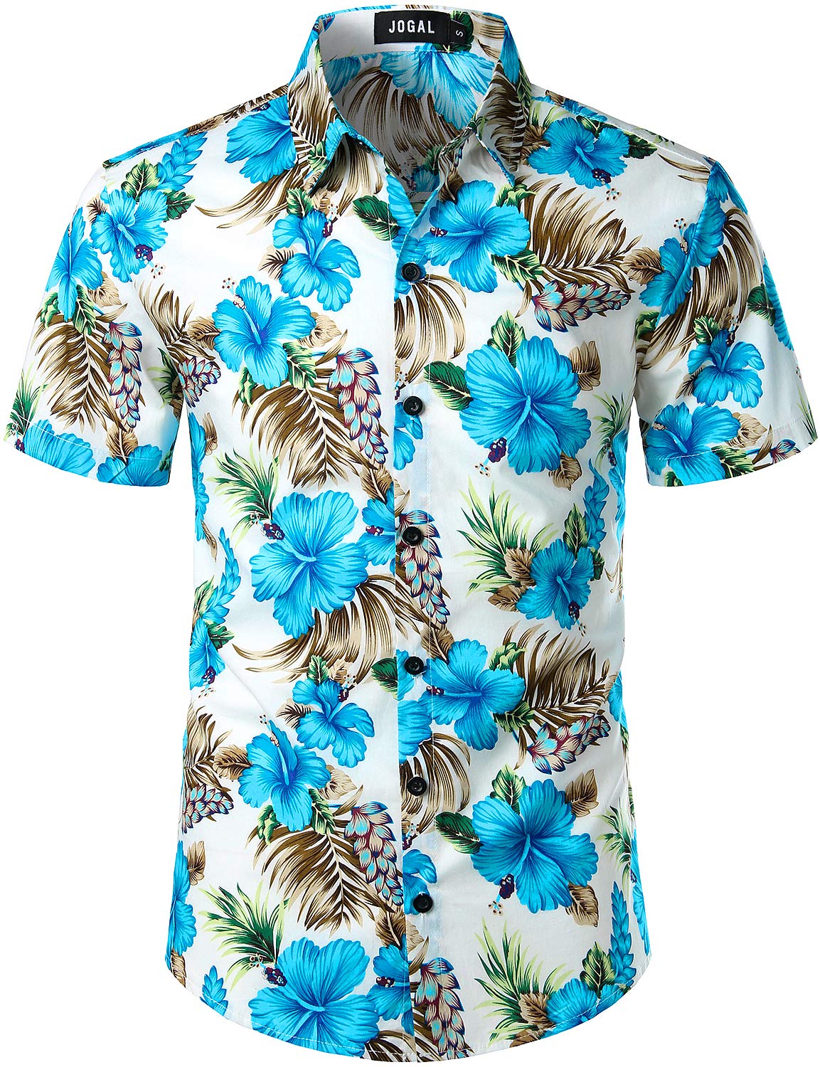 Men's Flower Casual Button Down Short Sleeve Hawaiian Shirt Uk-a335