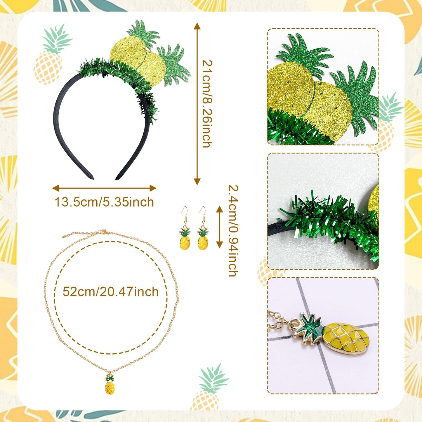 Pineapple Costume Set - Hawaiian Fancy Dress Set - Pineapple Crown (image 2)
