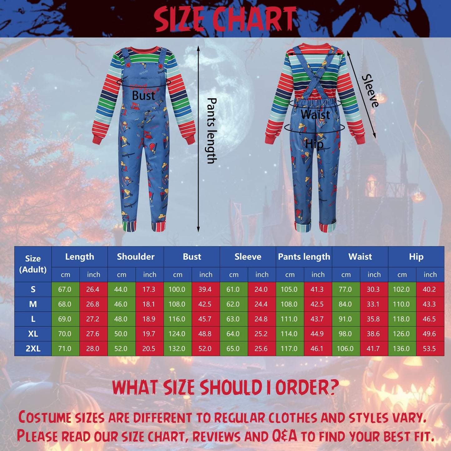 Maryparty Chucky Costume Adults Chucky Fancy Dress for Halloween Party (Style-2, XXL)