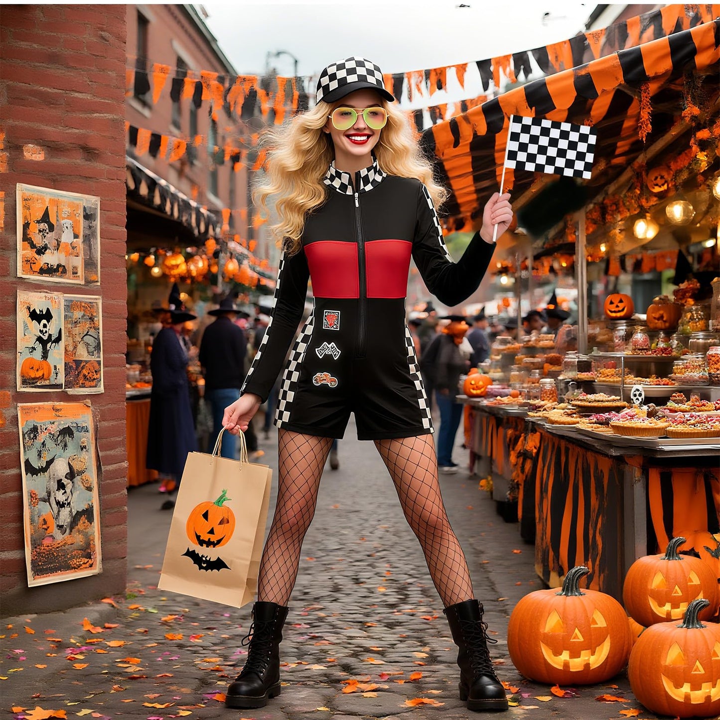 Race Car Driver Costume Women Racing Driver Bodysuit Pit Crew (image 4)