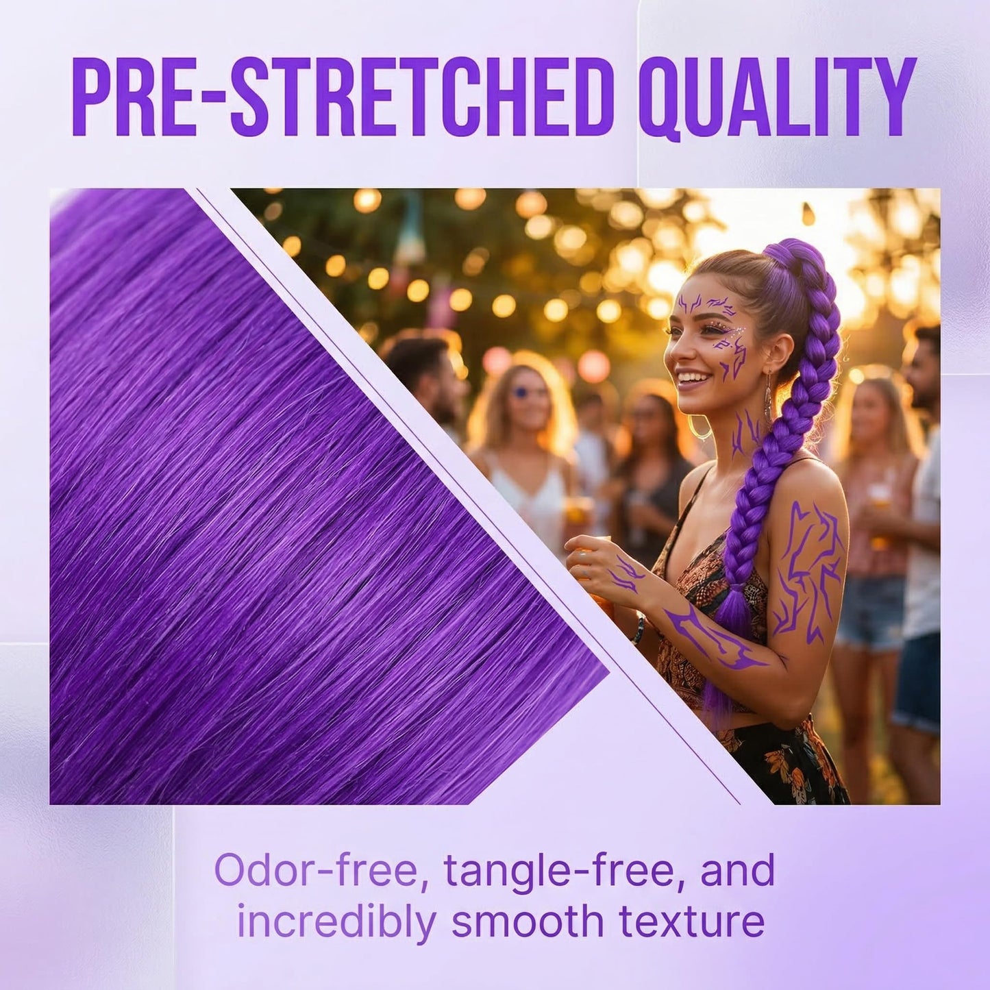 Kpop Costume Cosplay Wig Set - Purple Braiding Hair Extensions