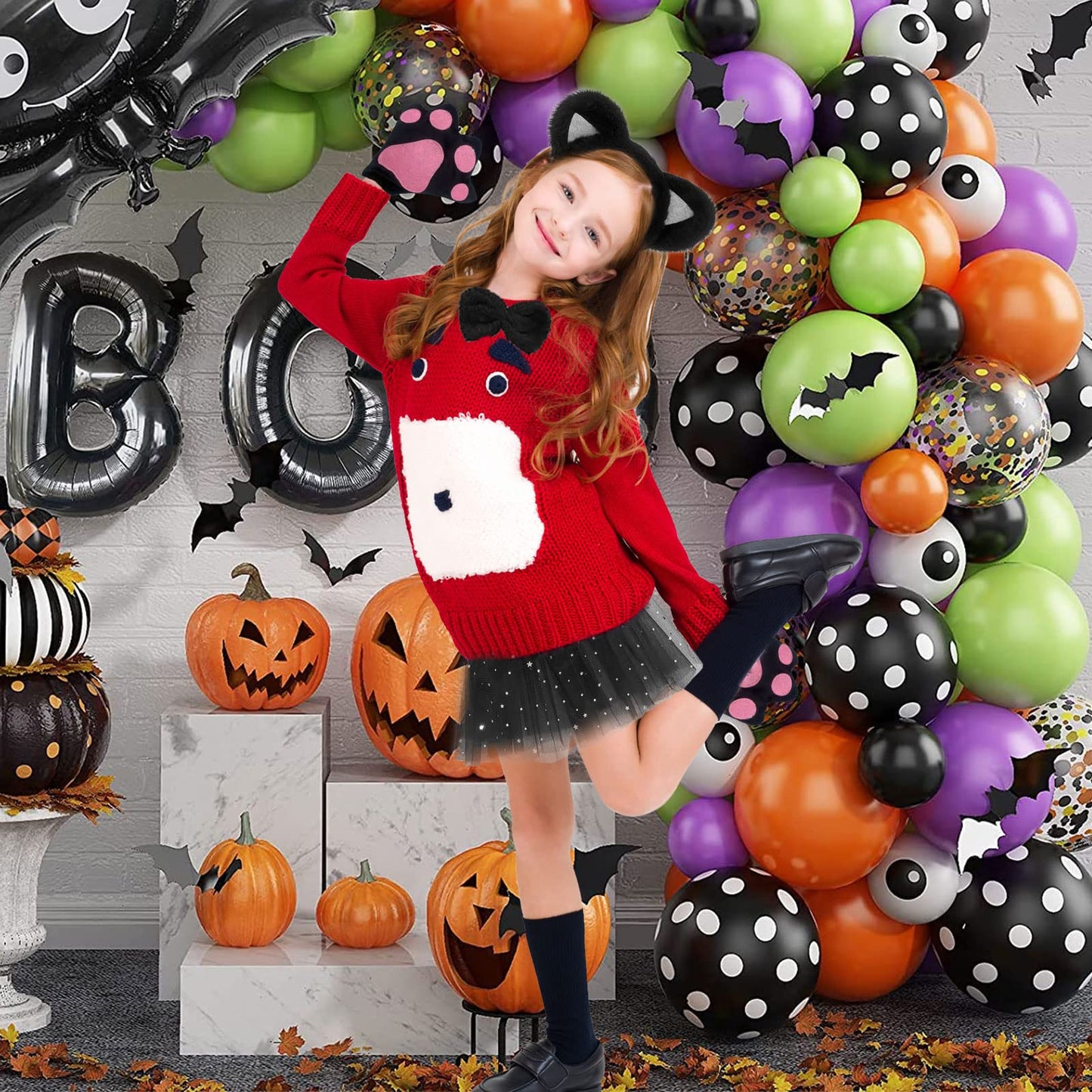 Cat Costume Set Included Cat Ears Headband Bowtie Tail Cat Paw (image 6)