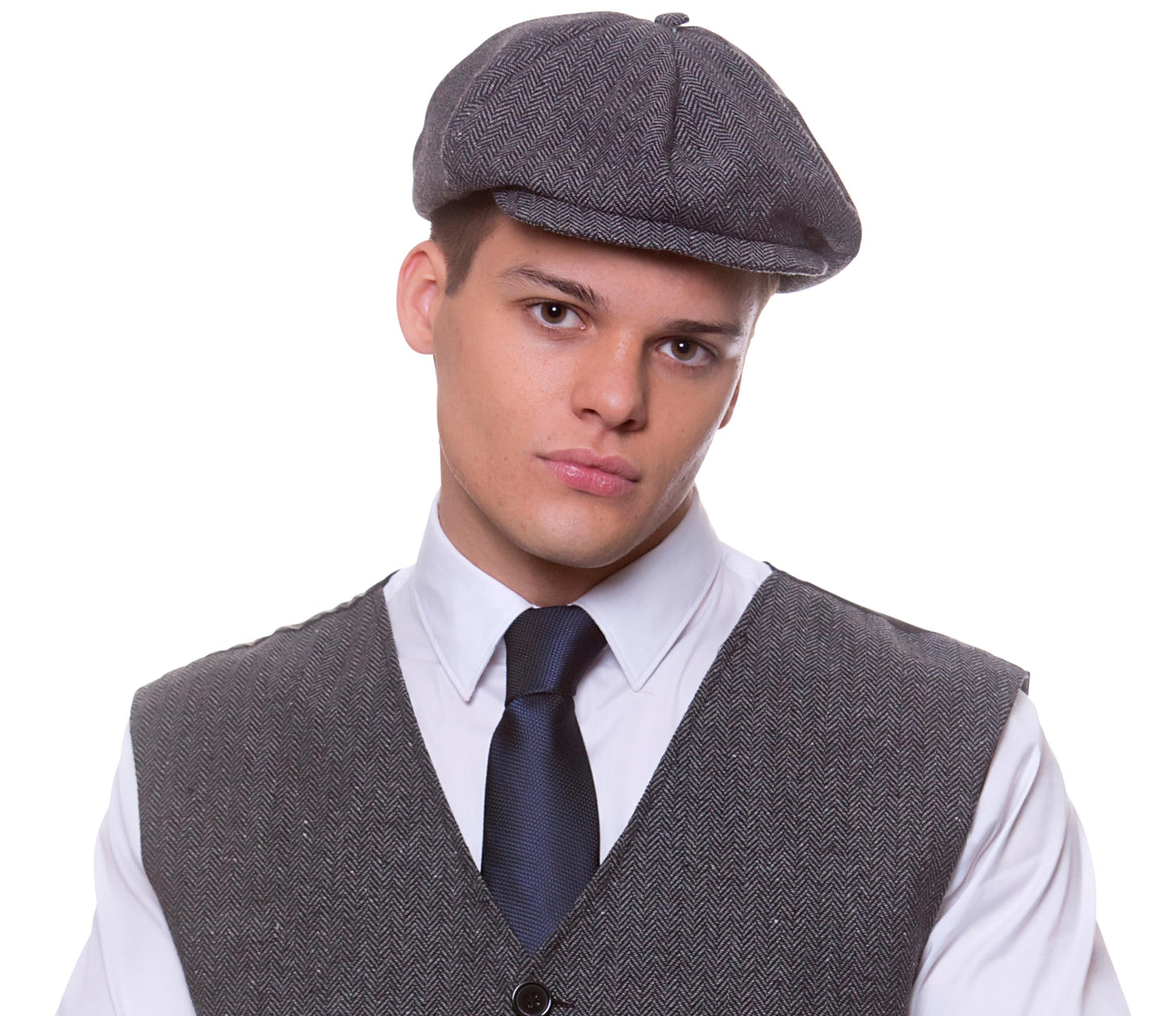 Adult Mens 1920s Gangster Fancy Dress Costume - Waistcoat & Flat