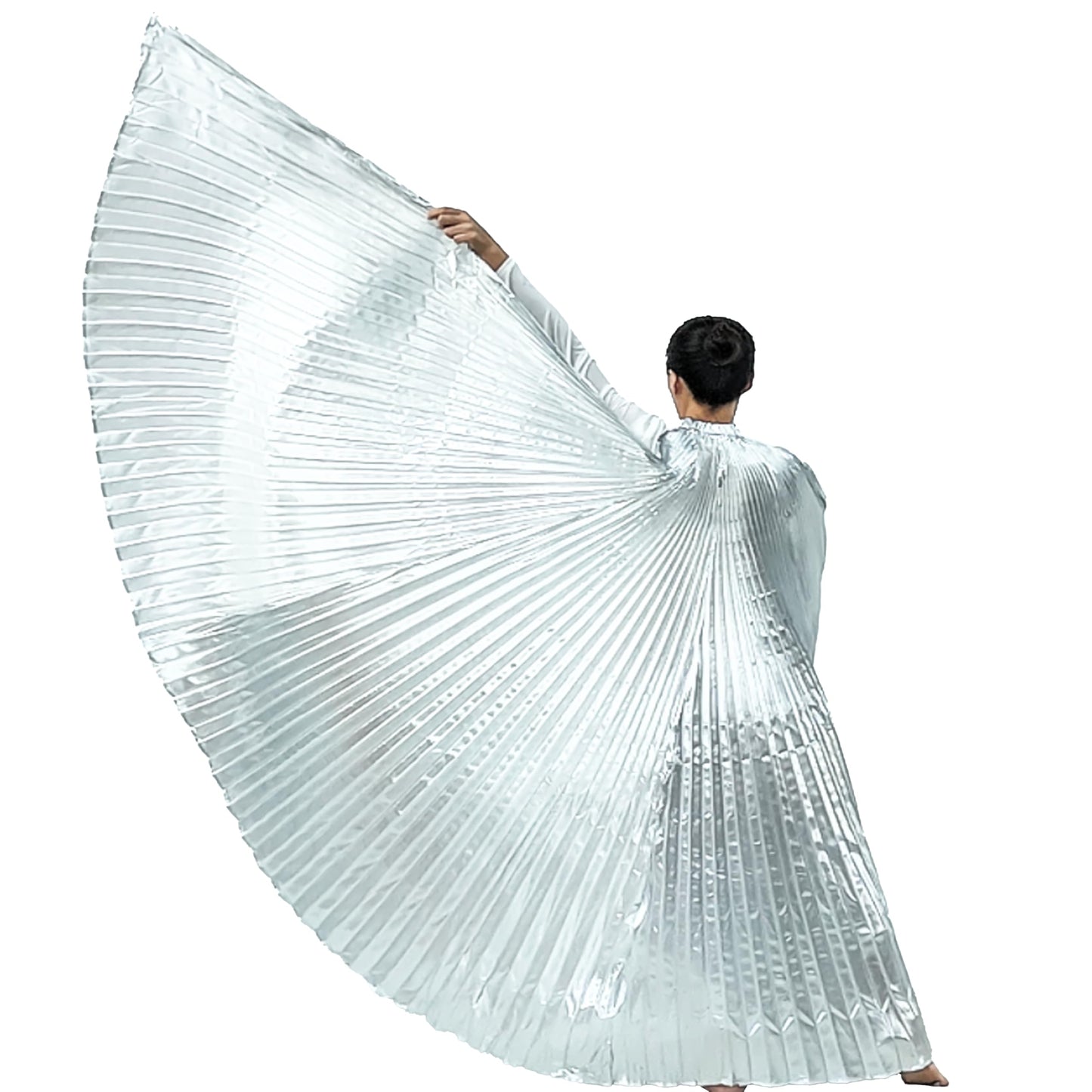 Women's 2 Sticks & Belly Dance Costume Angle Isis Wings (silver)