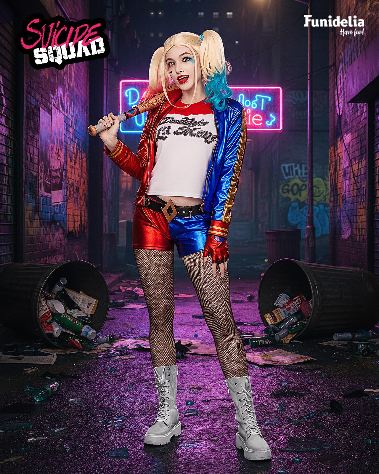 Funidelia Official Harley Quinn Costume - Suicide Squad for Women, Size S, Superheroes, DC Comics - Costume for adults for parties, Carnival and Halloween