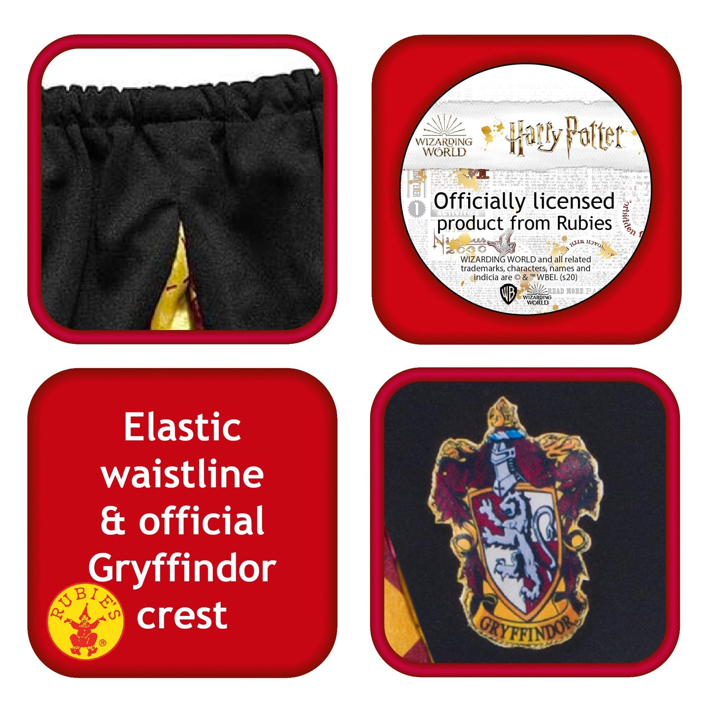 Rubies Official Harry Potter Gryffindor Costume Skirt, Childs One Size Approx Age 6-12 Years Halloween