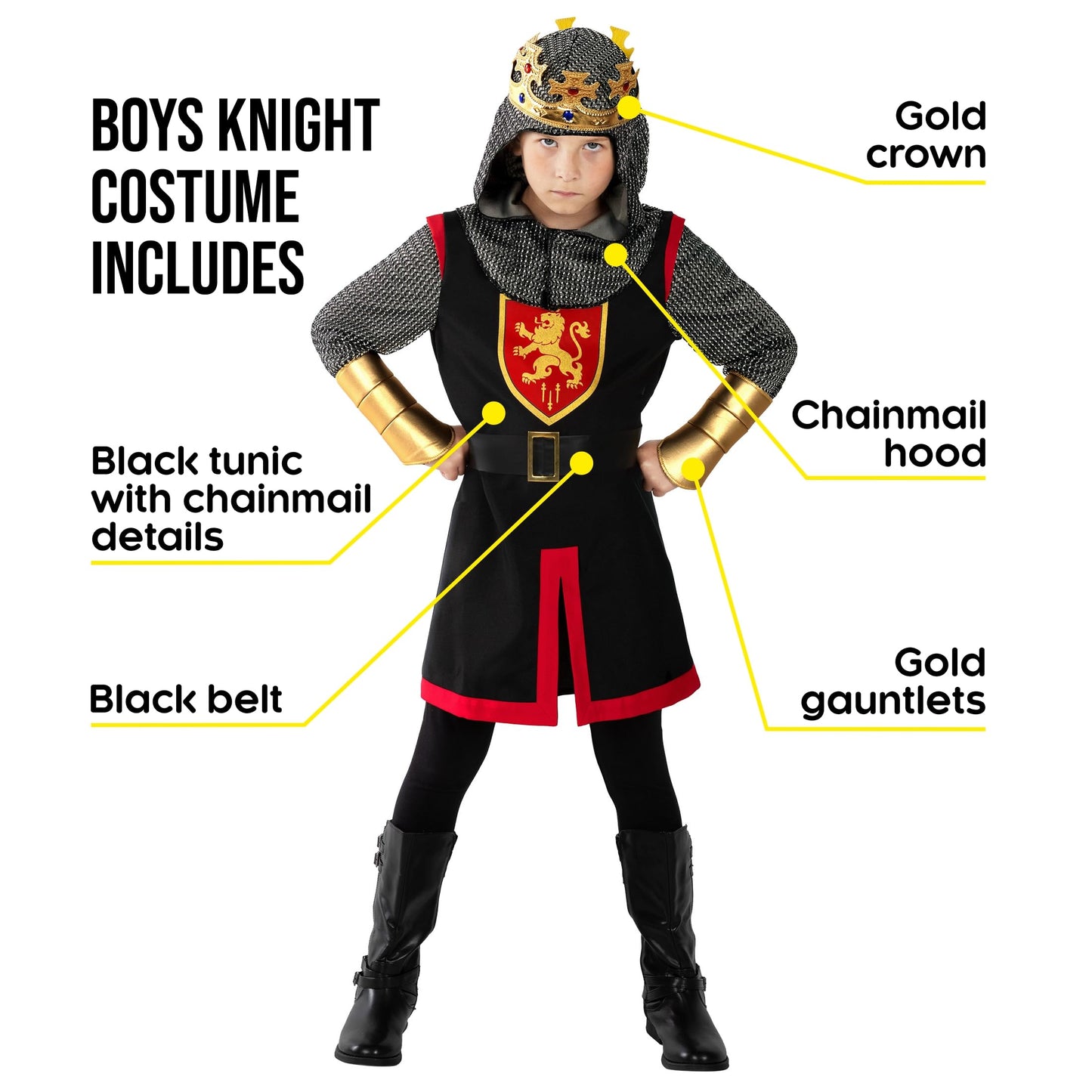 Morph Medieval Knight Costume For Boys, Knight Costume Kids, Halloween Costumes For Boys Warrior Costumes Kids XL