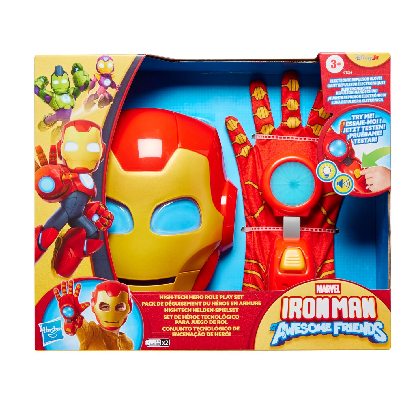 Marvel Iron Man and His Awesome Friends High-Tech Hero Role-play Set, Iron Man Mask and Electronic Glove, Super Hero Toys for Children, Ages 3+