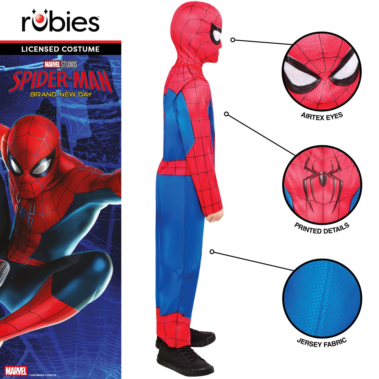 Rubies Official Brand New Day Spider-Man Classic Kids Costume, Childrens Fancy Dress, Size 7-8 Years