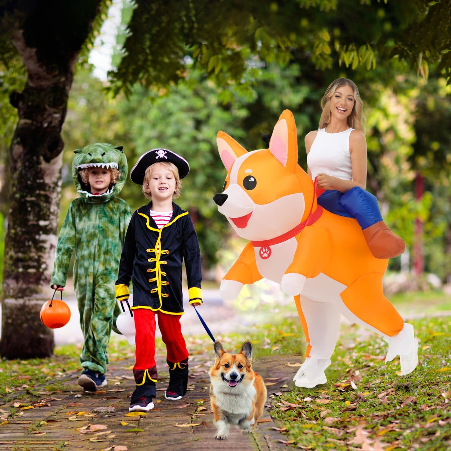 Inflatable Costume for Adult Dog Halloween Blow Up Costumes Ride