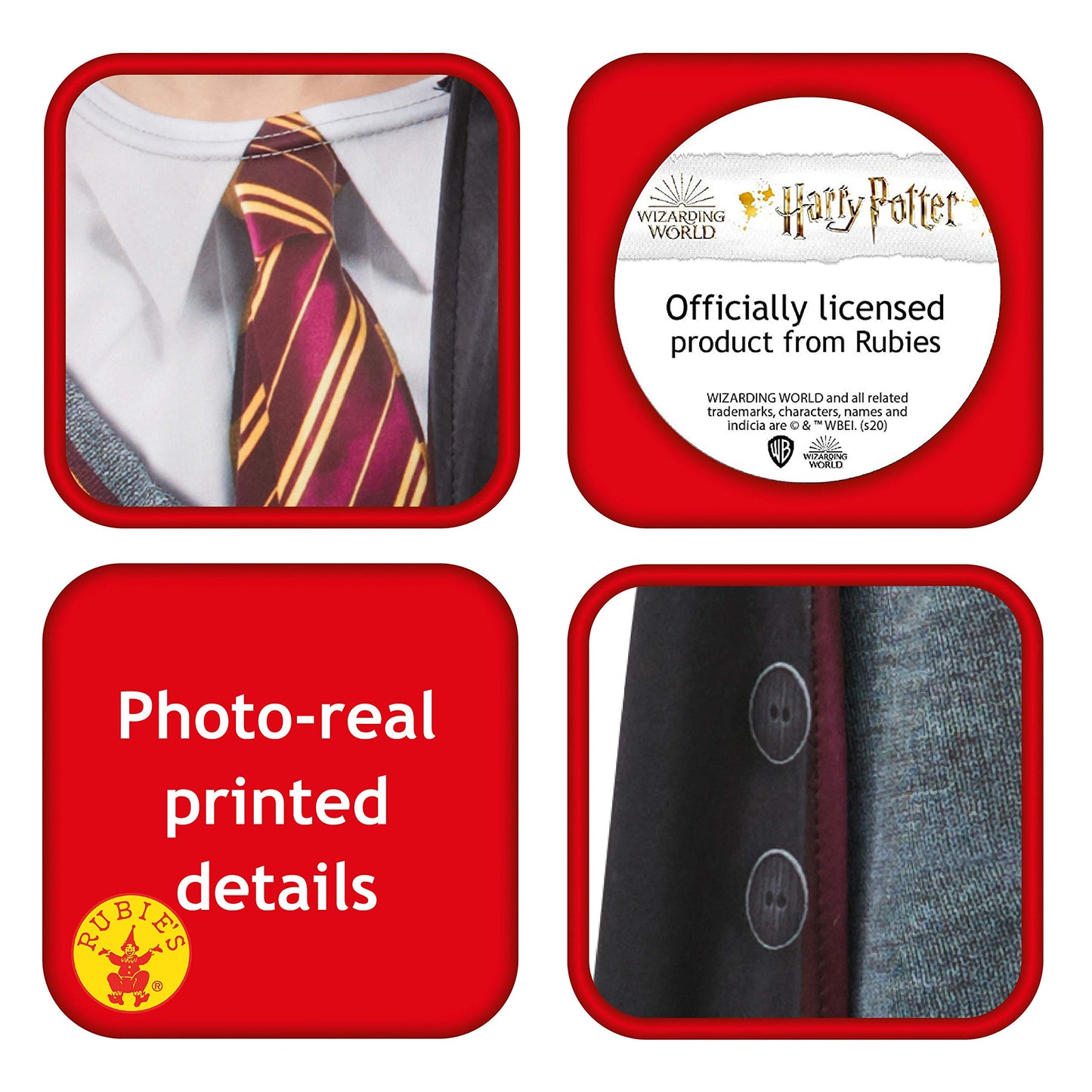Rubies Official Harry Potter Gryffindor Deluxe Robe Costume, Includes Wand and Glasses, Childs Size Large Age 7-8 Years Halloween