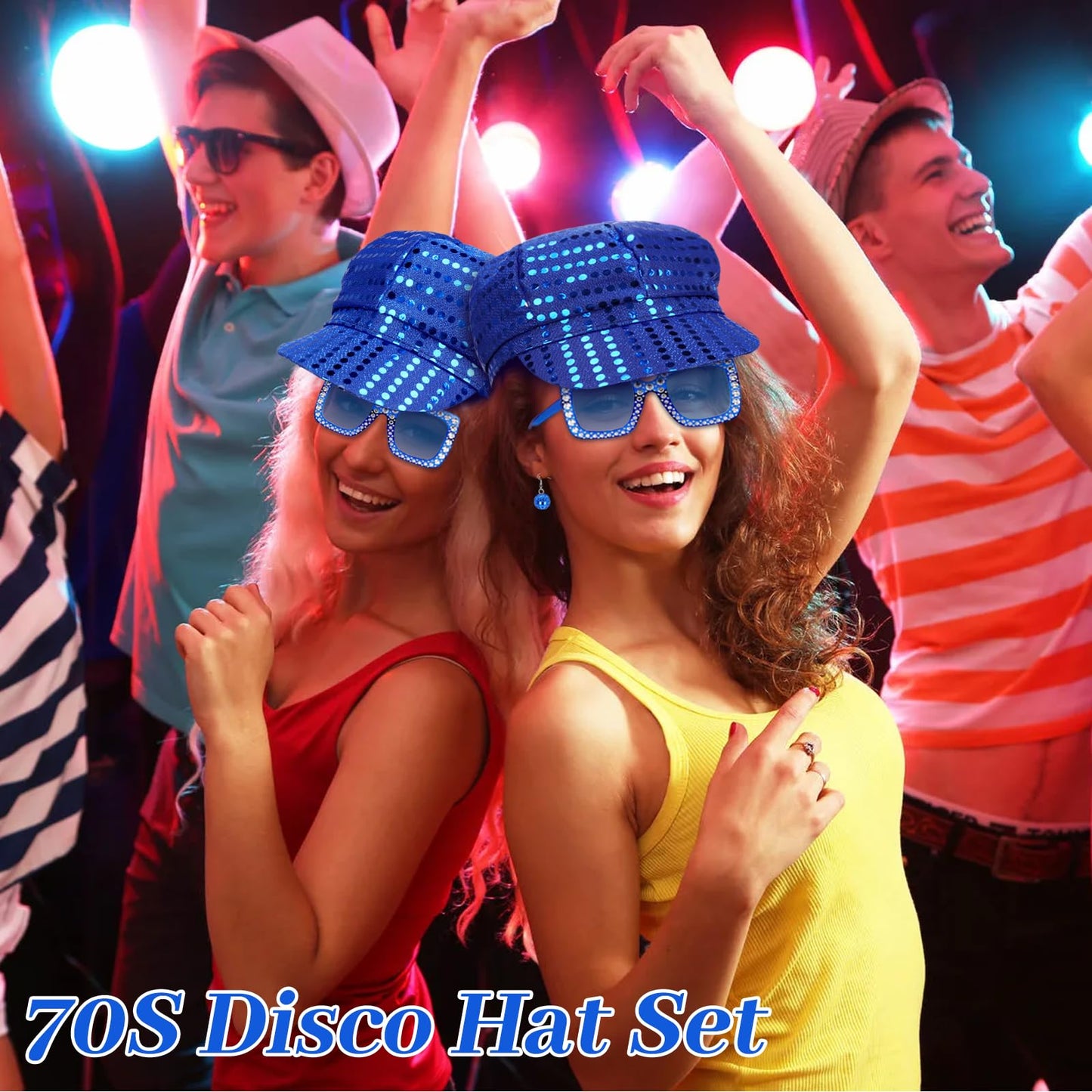 Sequin Blue Hat for ABBA Adults 70s Accessories for ABBA with Blue (image 6)