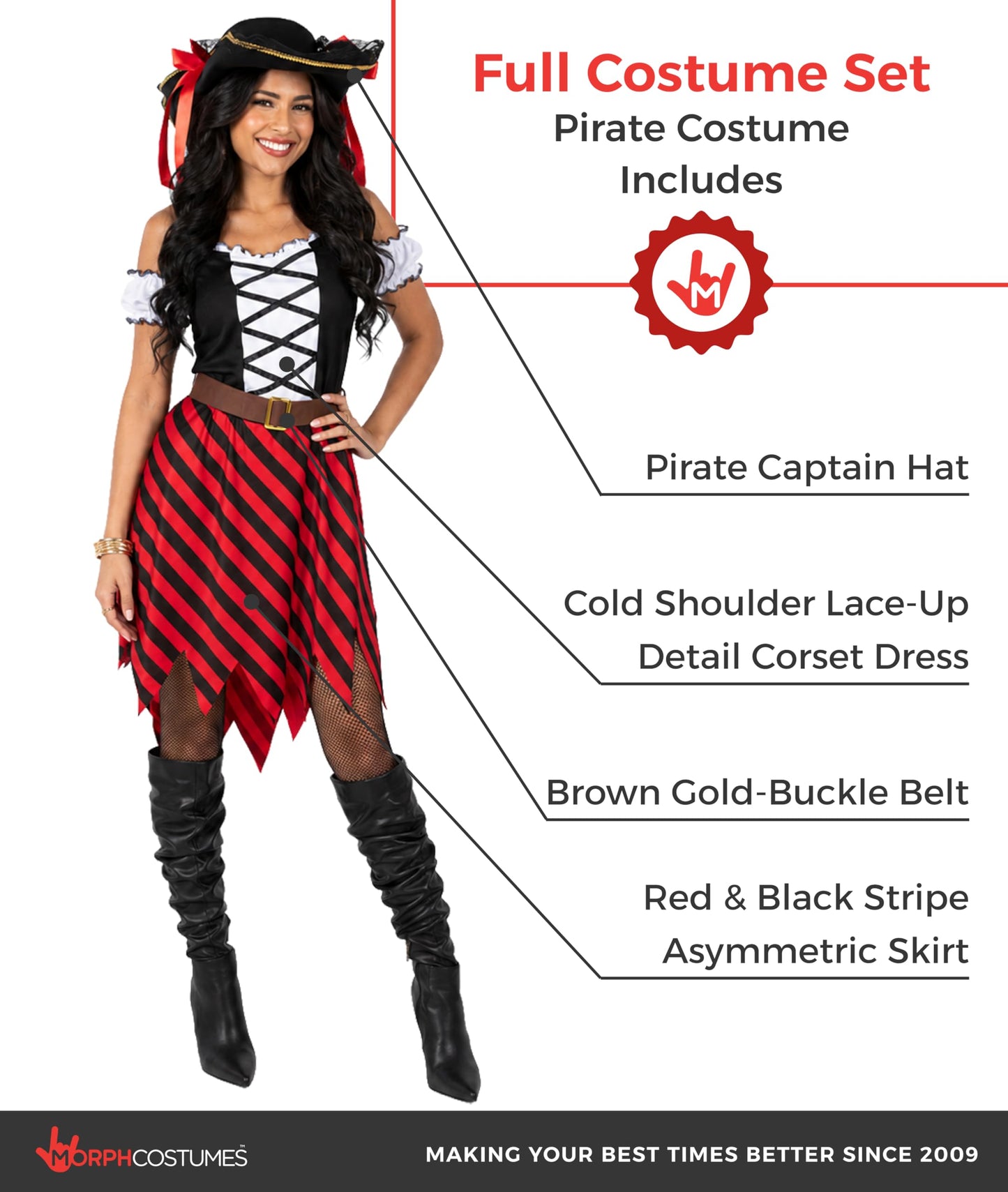 Pirate Costume for Women - Adult Pirate Fancy Dress Outfit - Ladies